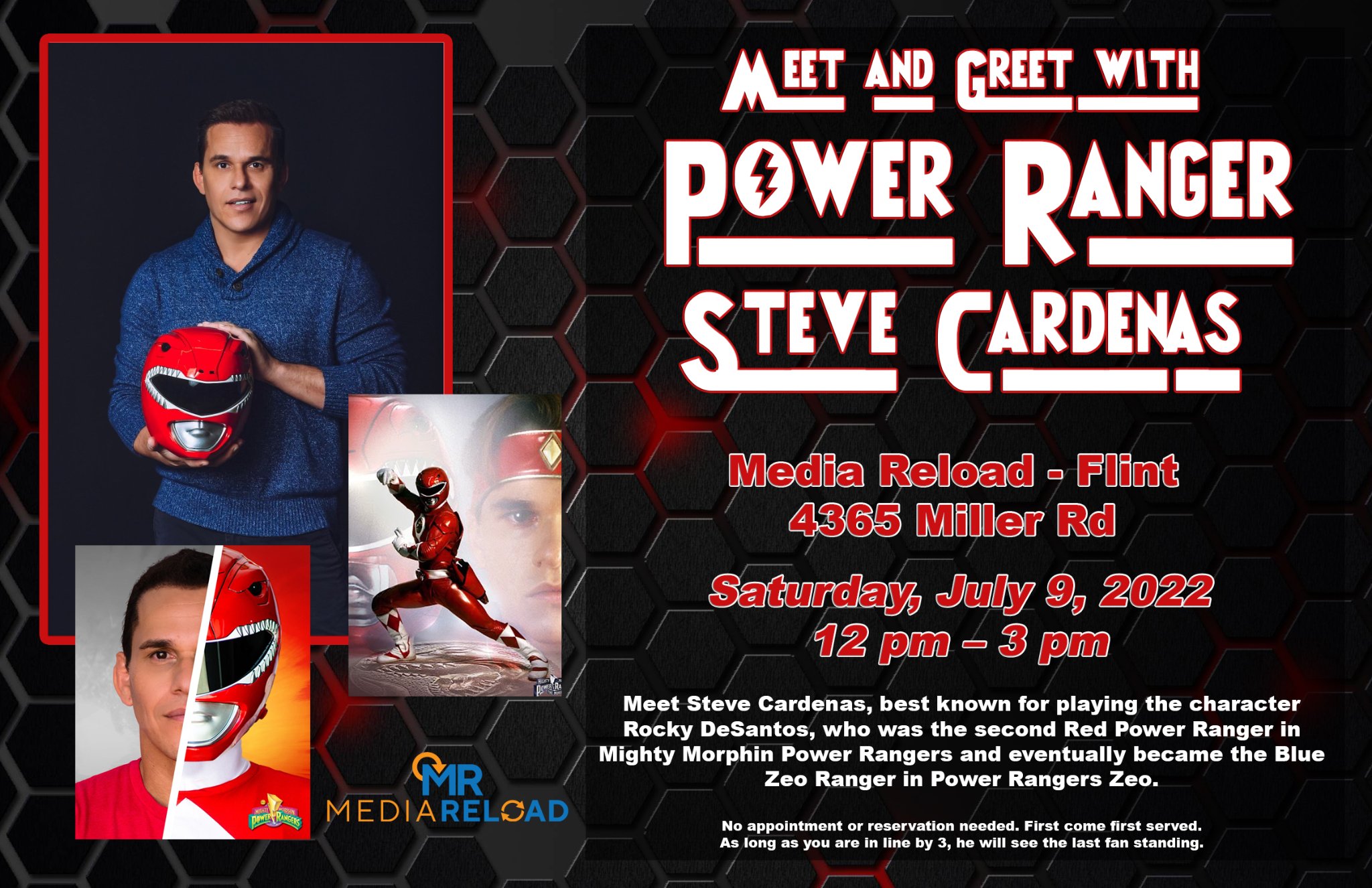 Media Reload - Meet Power Ranger Steve Cardenas July 9th...
