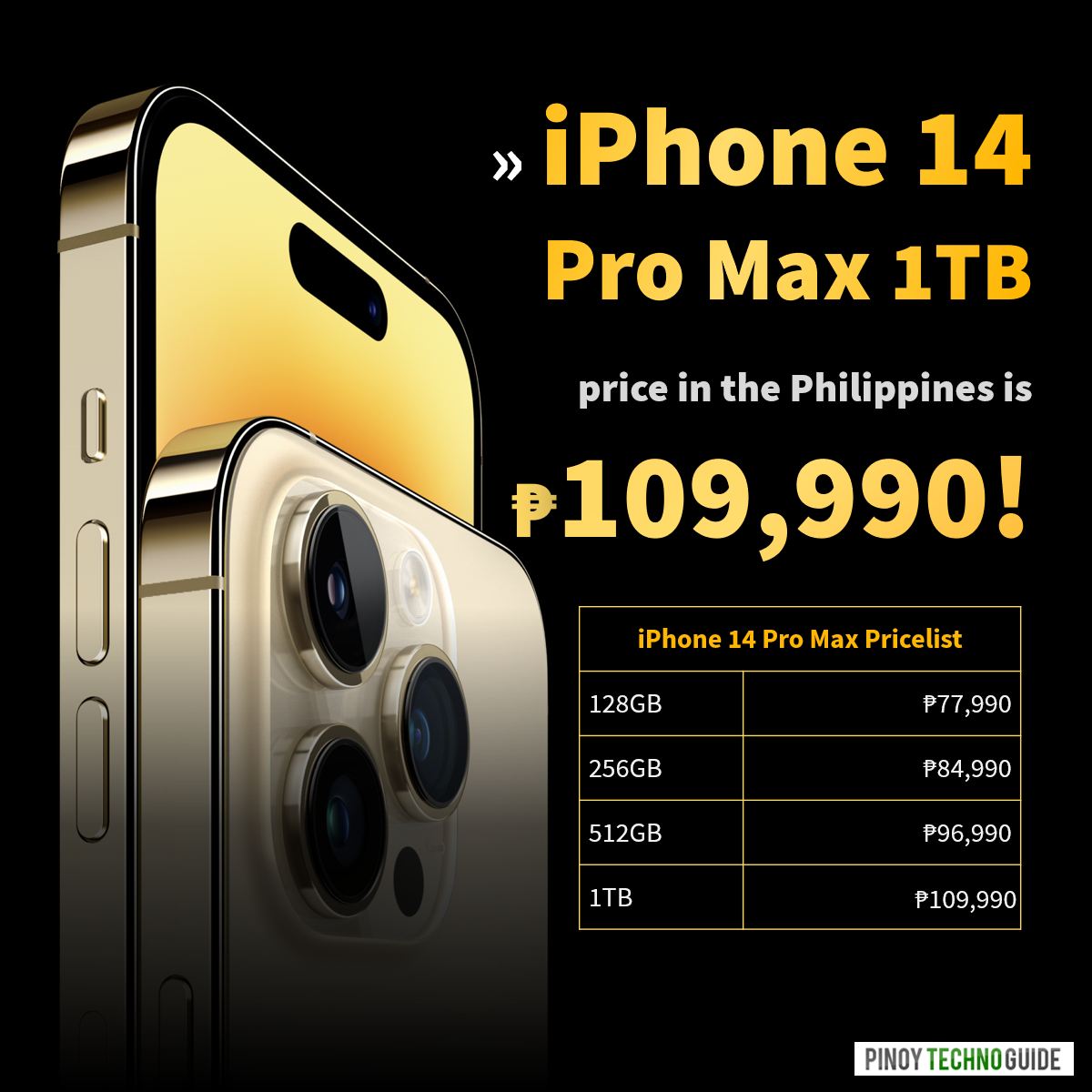 The iPhone 14 Pro Max 1TB has an official price of ₱109,990 in 
