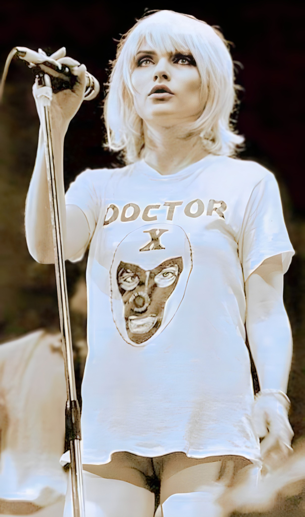 T-shirt Blondie Debbie Harry Mic Pose 2 Parallel Lines - Homme, Noir, Coton, Taille Ample