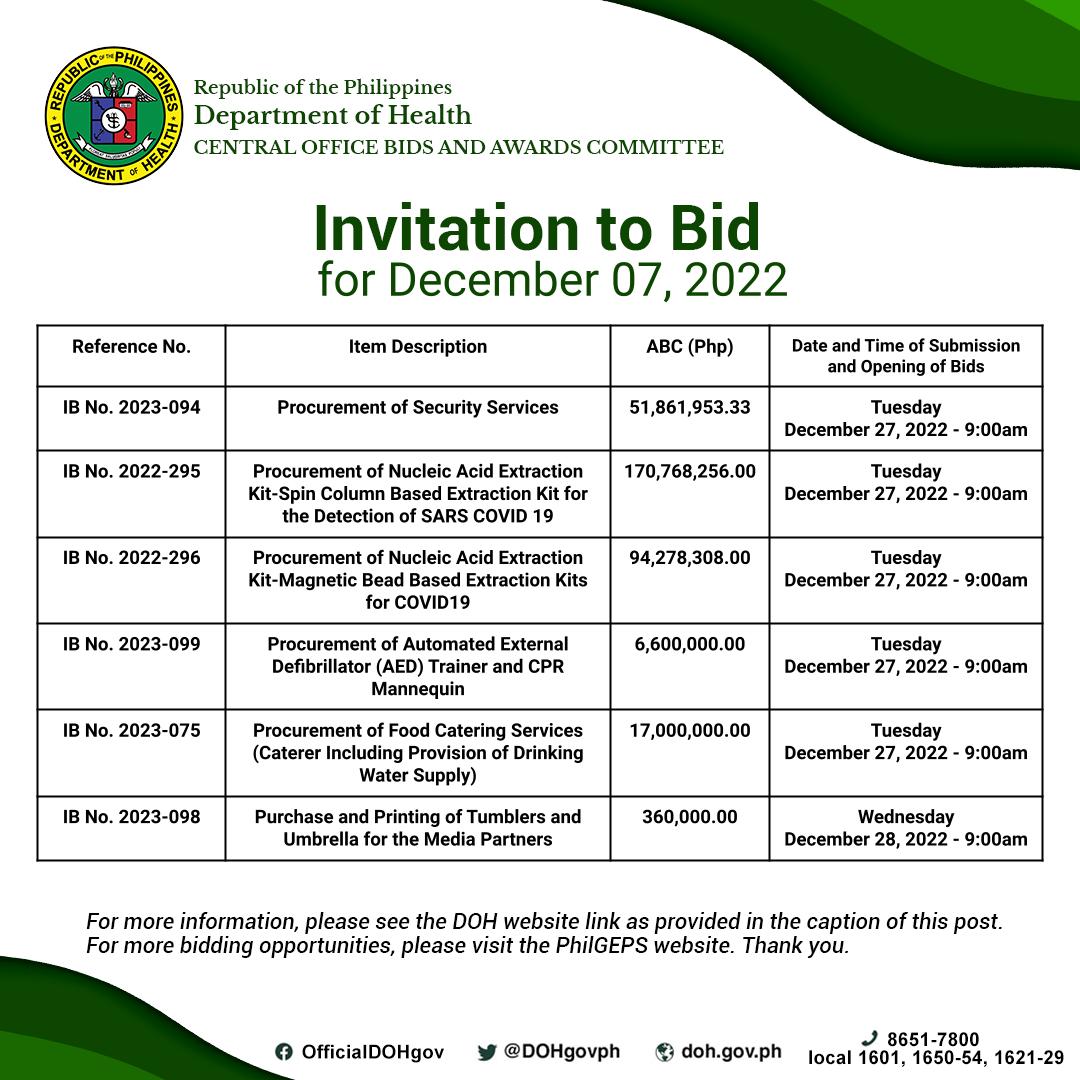 Department - Bulletin of Procurement Opportunities (Invitation to Bid ...