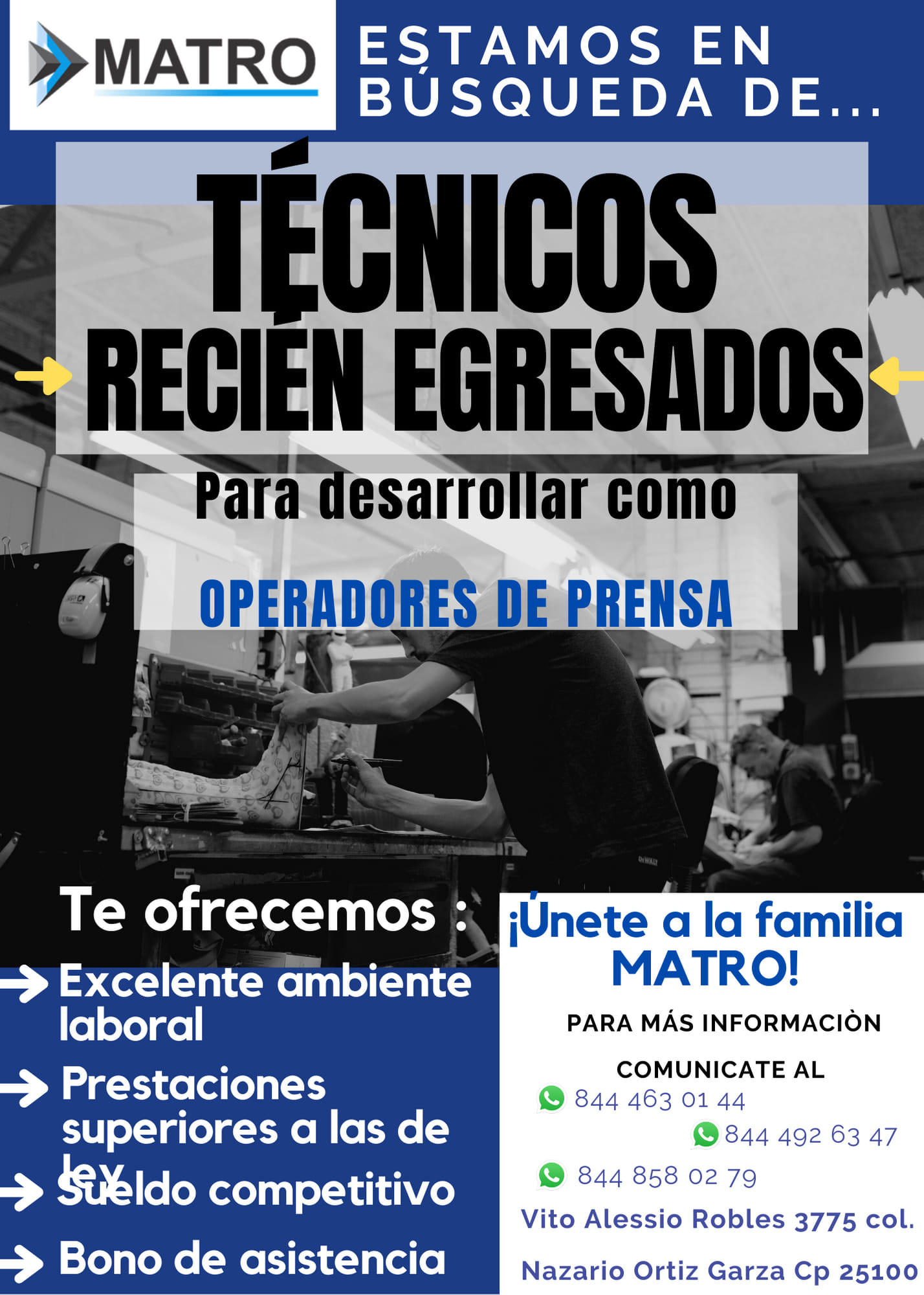 Estamos en busca de TÉCNICOS RECIÉN... - MATRO Ingenieria