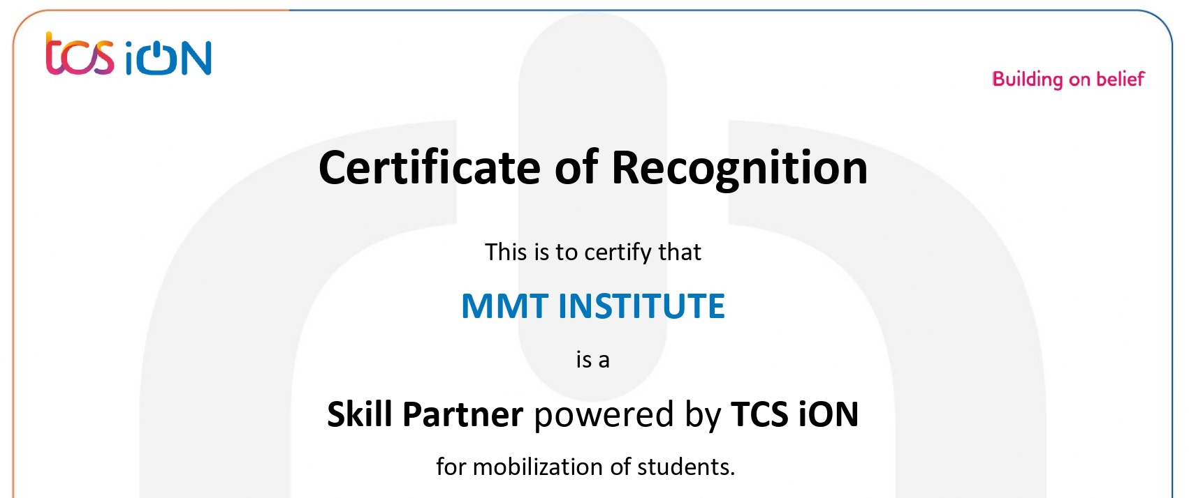 MMT Institute TNP Partner-TCS ION