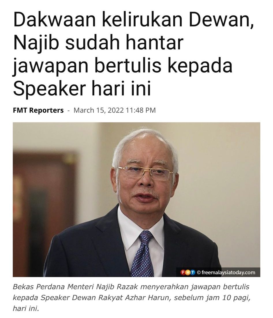 Najib Razak - Mereka mahu penjelasan bertulis bersama...