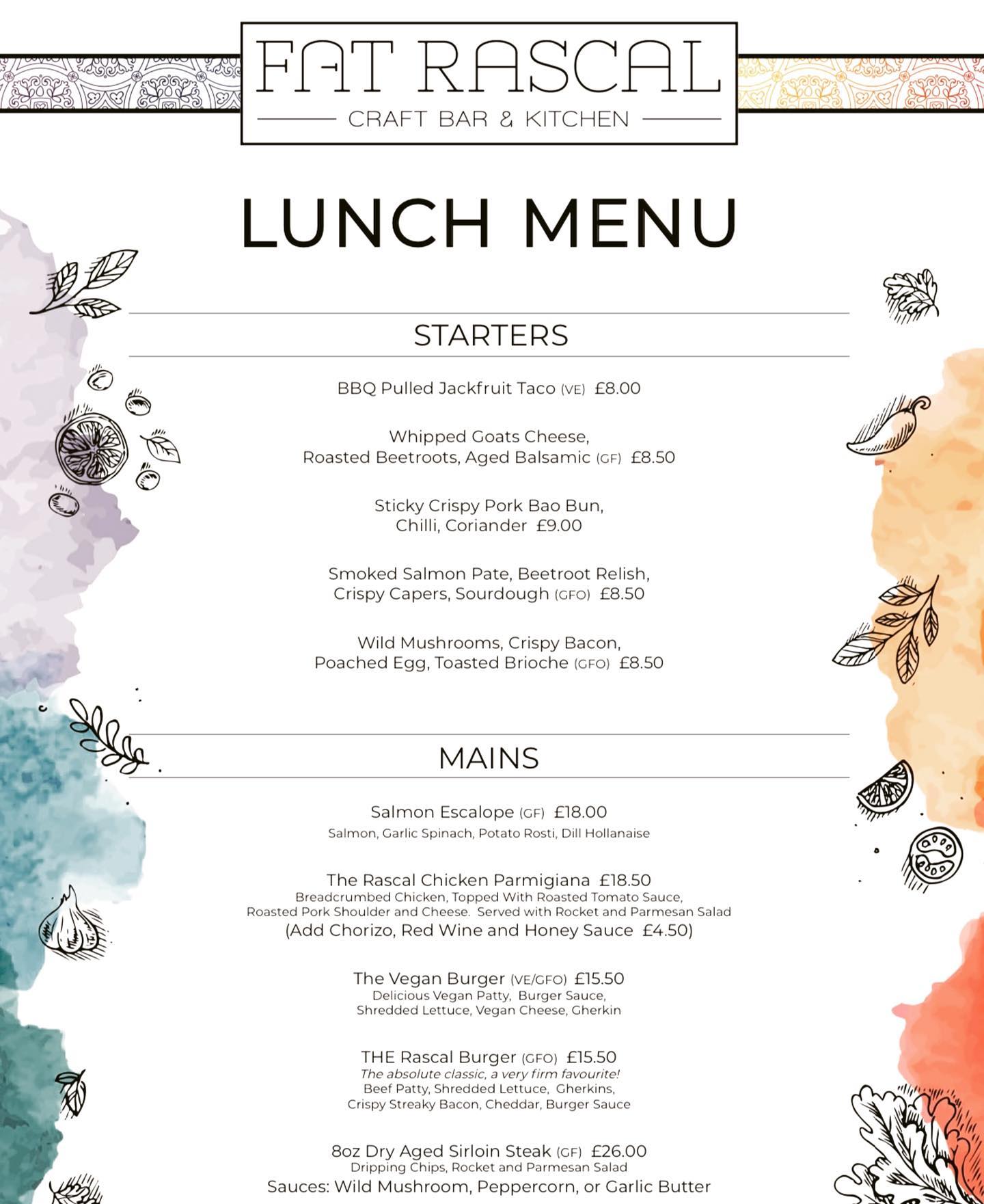 Here is the New Lunch Menu!!... - Fat Rascal, Guernsey | Facebook