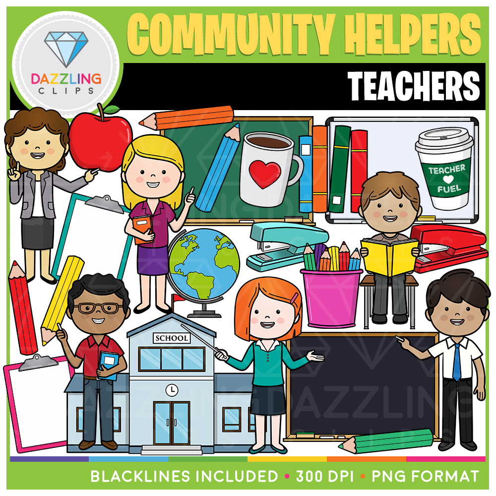 Dazzling Clips - This Community Helpers: Teacher Kids Clip...