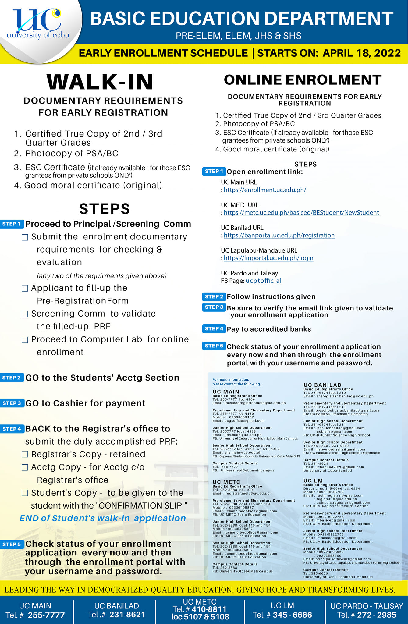 Early registration for Grade 11 and 12 A.Y 2022-2023 1st Semester is ...