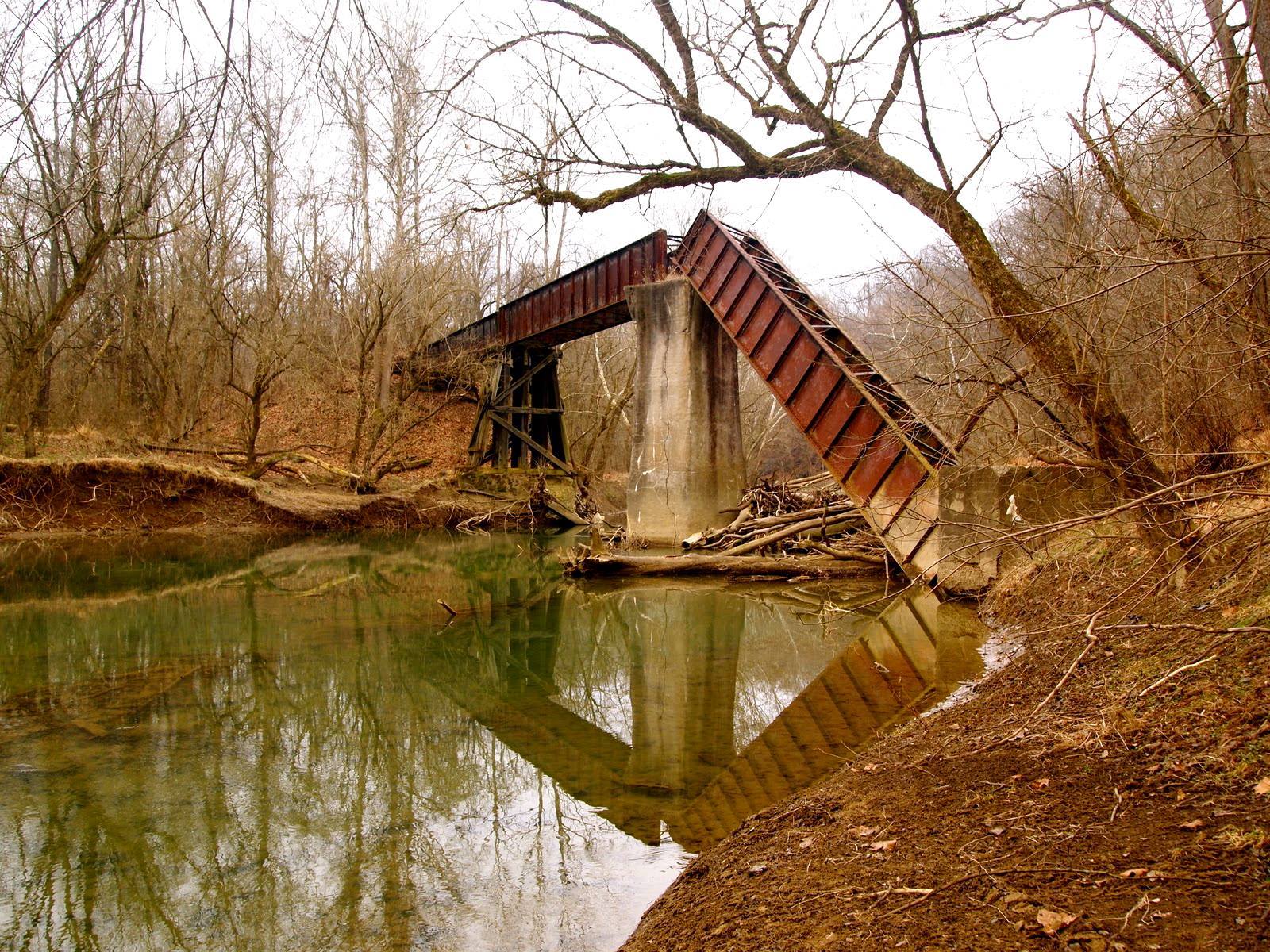 On The Road in Pennsylvania - The fallen railroad bridge at Mather,PA ...