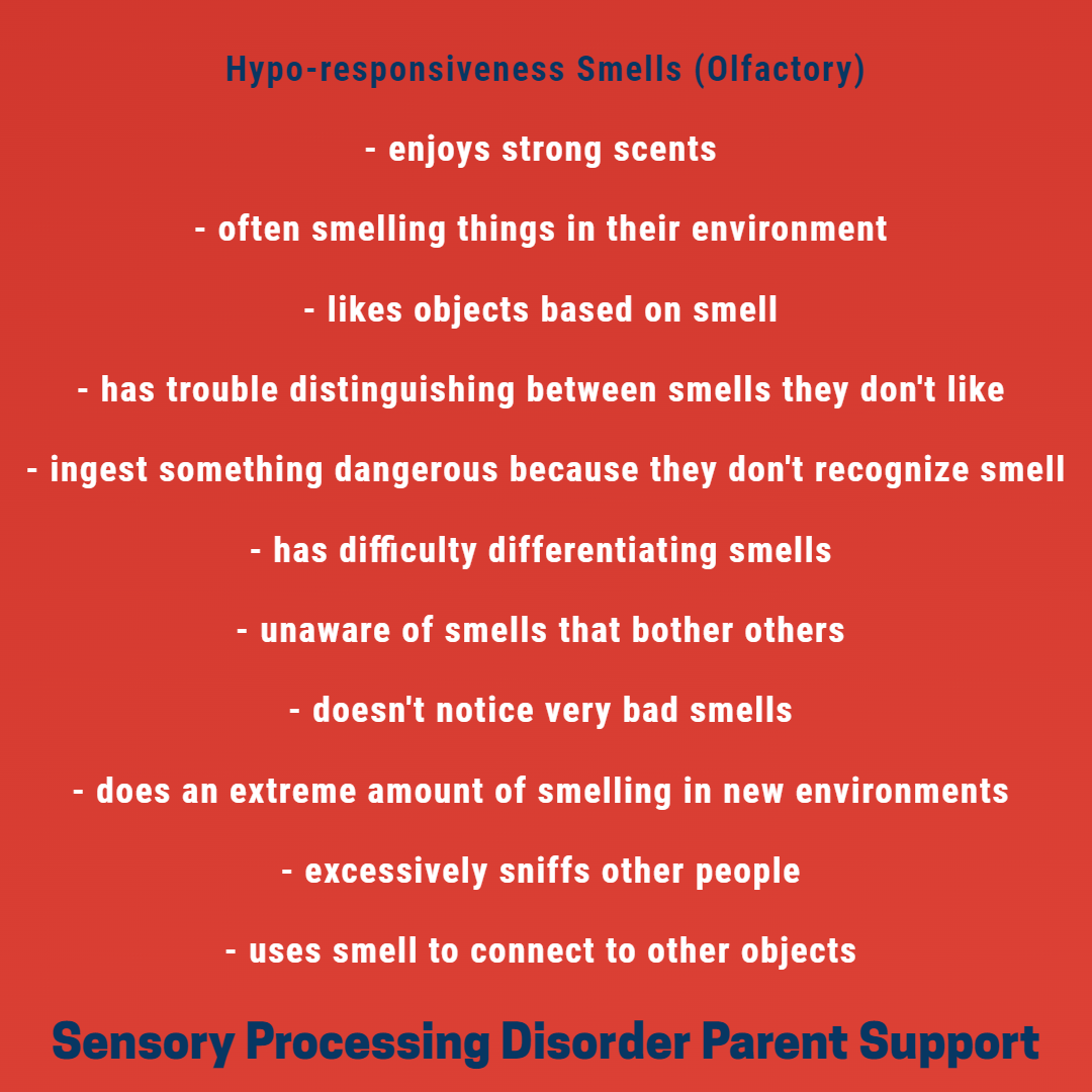 Hypo-responsiveness Smells (Olfactory) - enjoys strong scents - often ...