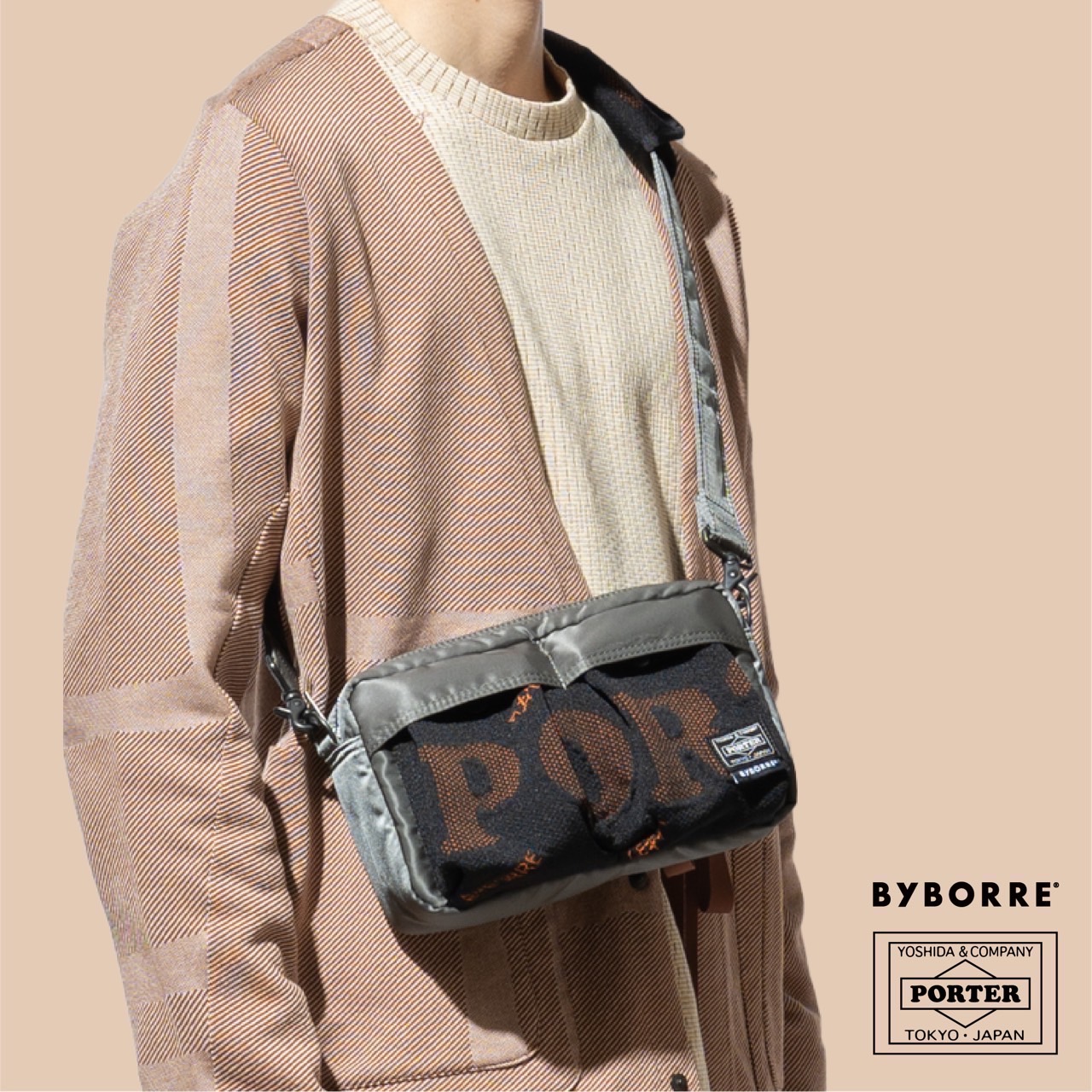 KURA - SHOULDER BAG/381-19710 W225/H13/D55mm Silver Gray/Black HK 
