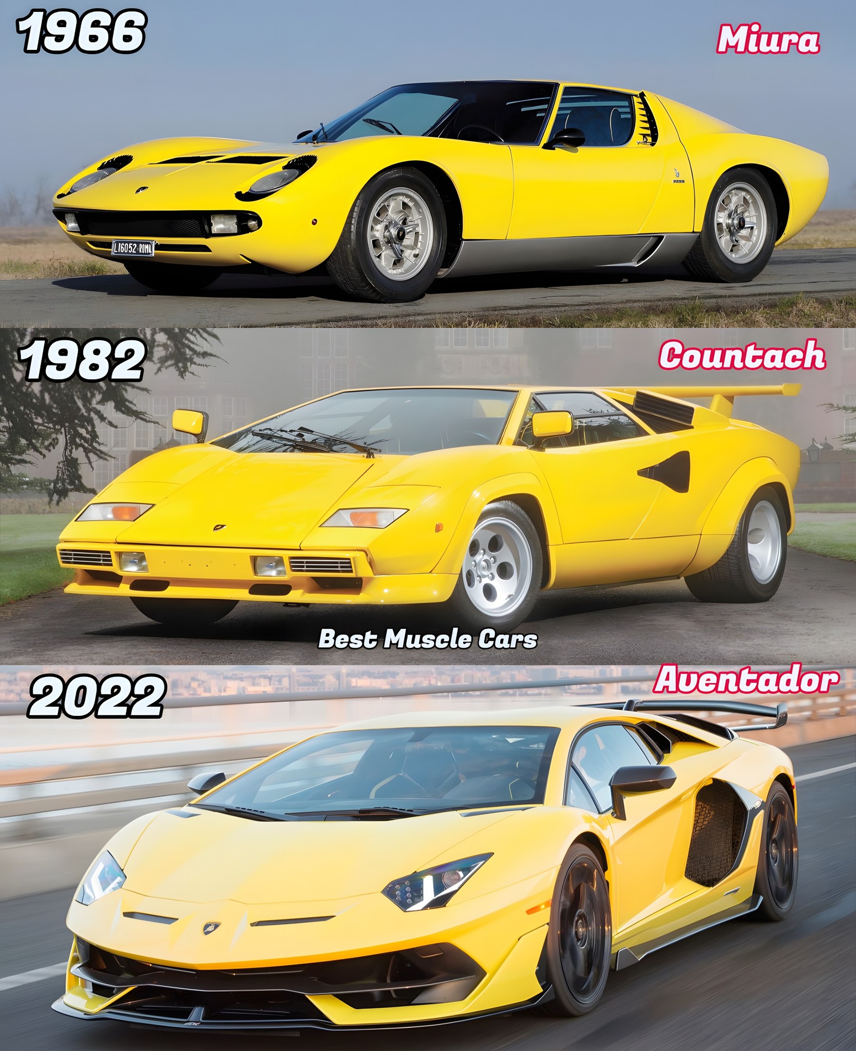 Lamborghini Miura, Lamborghini Diablo And Lamborghini Aventador