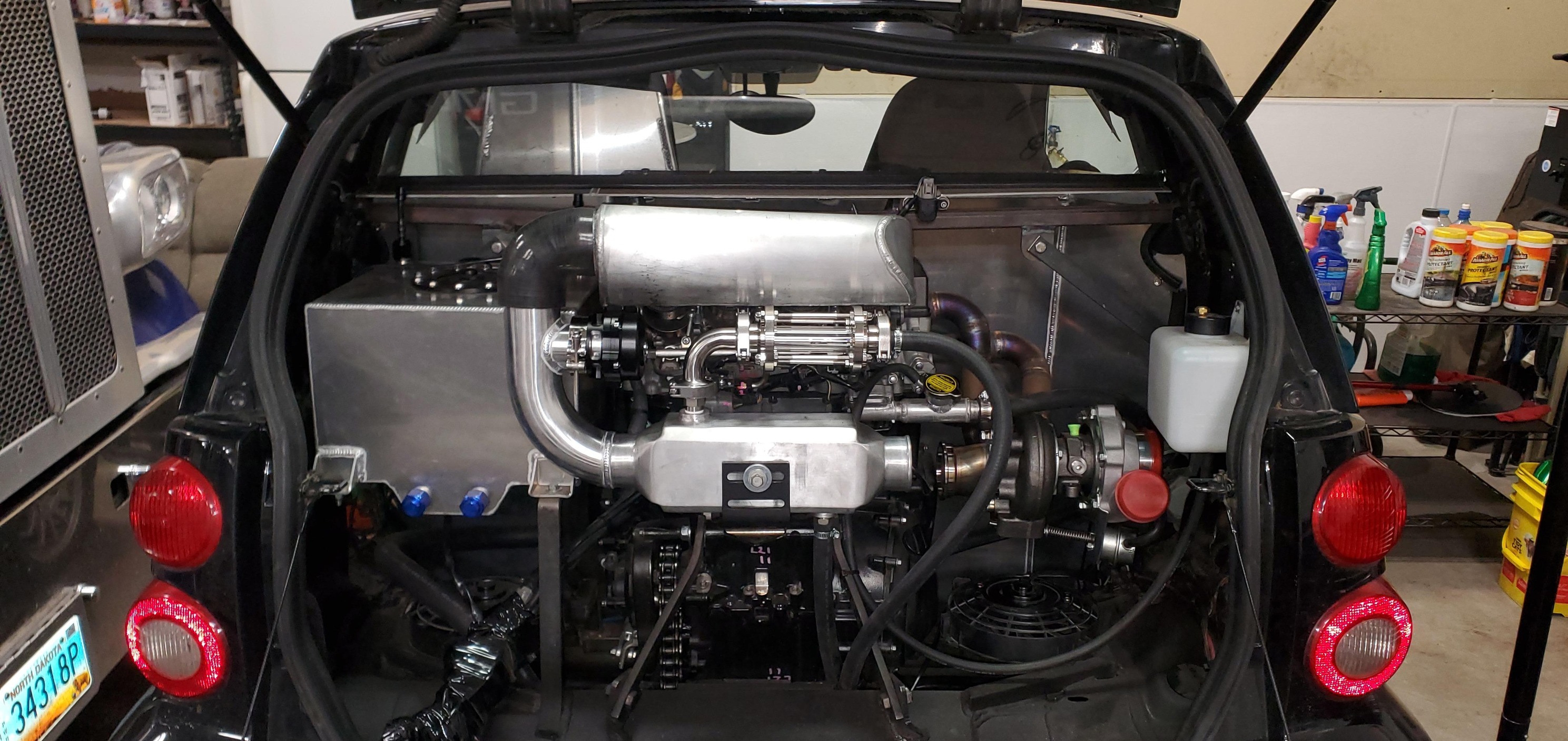 2012 Smart car with 2013 ZX14R motor turbo kit build