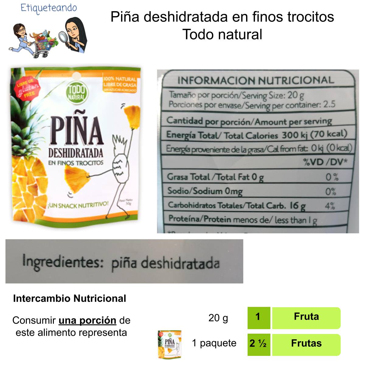 Etiqueteando - Piña deshidratada en finos trocitos de Todo...