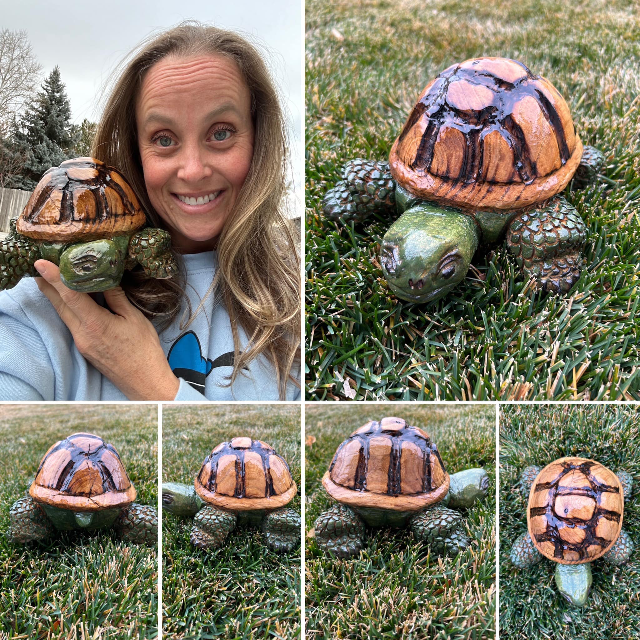 Meet Tortuga, my last chainsaw carving of 2024