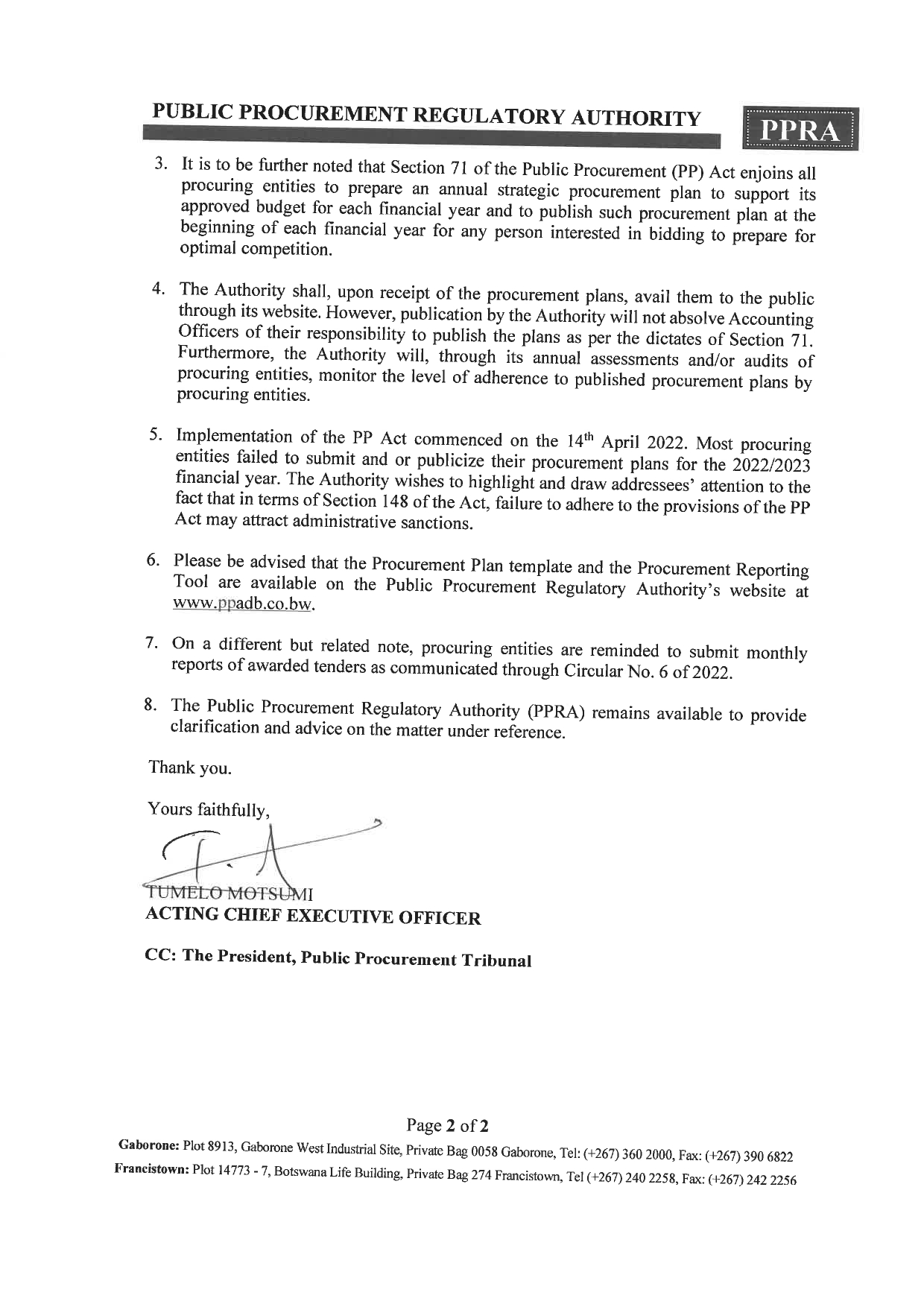 PPRA Circular... - Public Procurement Regulatory Authority | Facebook