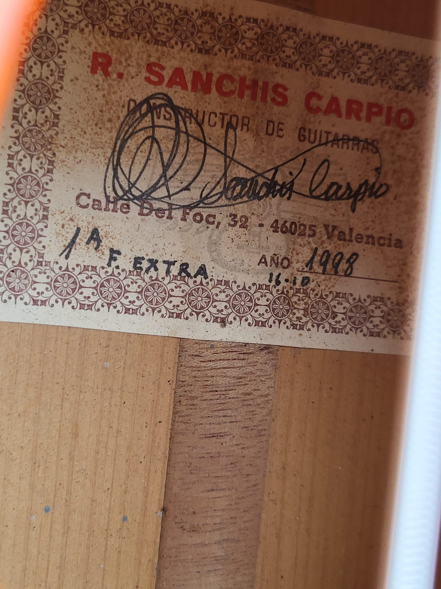 En venta Ricardo Sanchís Carpio, 1 F Extra ,año 1998, guitarra muy 