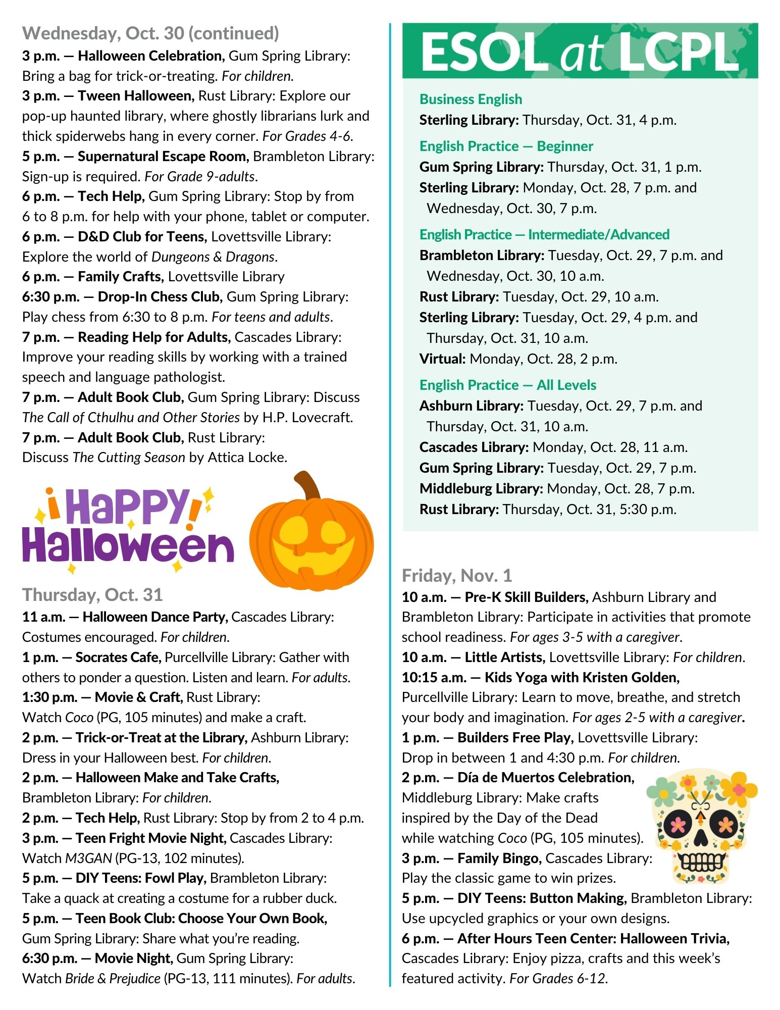 Brambleton - Programs for Oct. 28-Nov. 3: This week, our feature ...