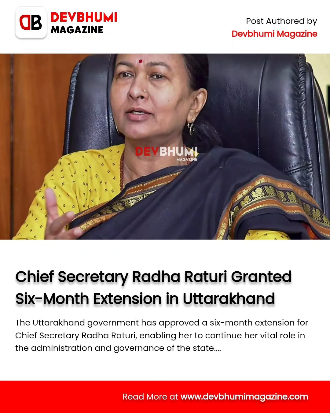 Bollywood Star - Chief Secretary Radha Raturi Granted...
