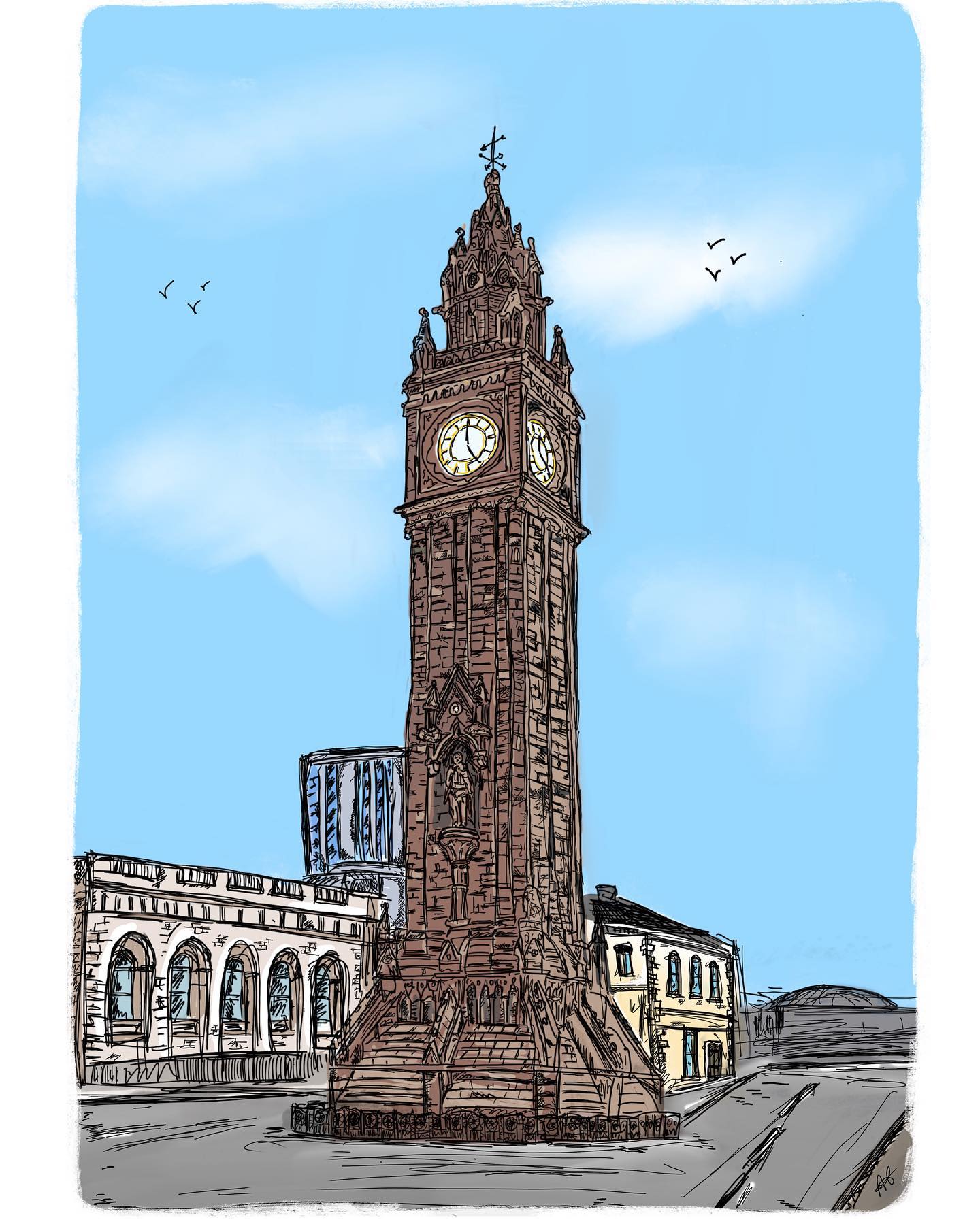 The Albert Clock, a well... - Illustrations by Alan | Facebook