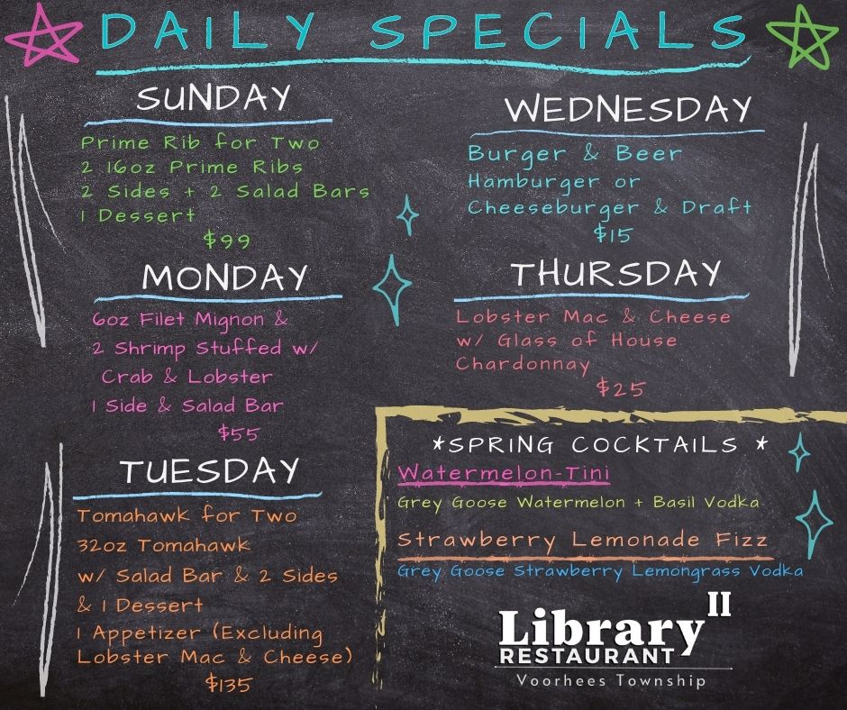 Library II - DAILY SPECIALS Library II Restaurant in... | Facebook