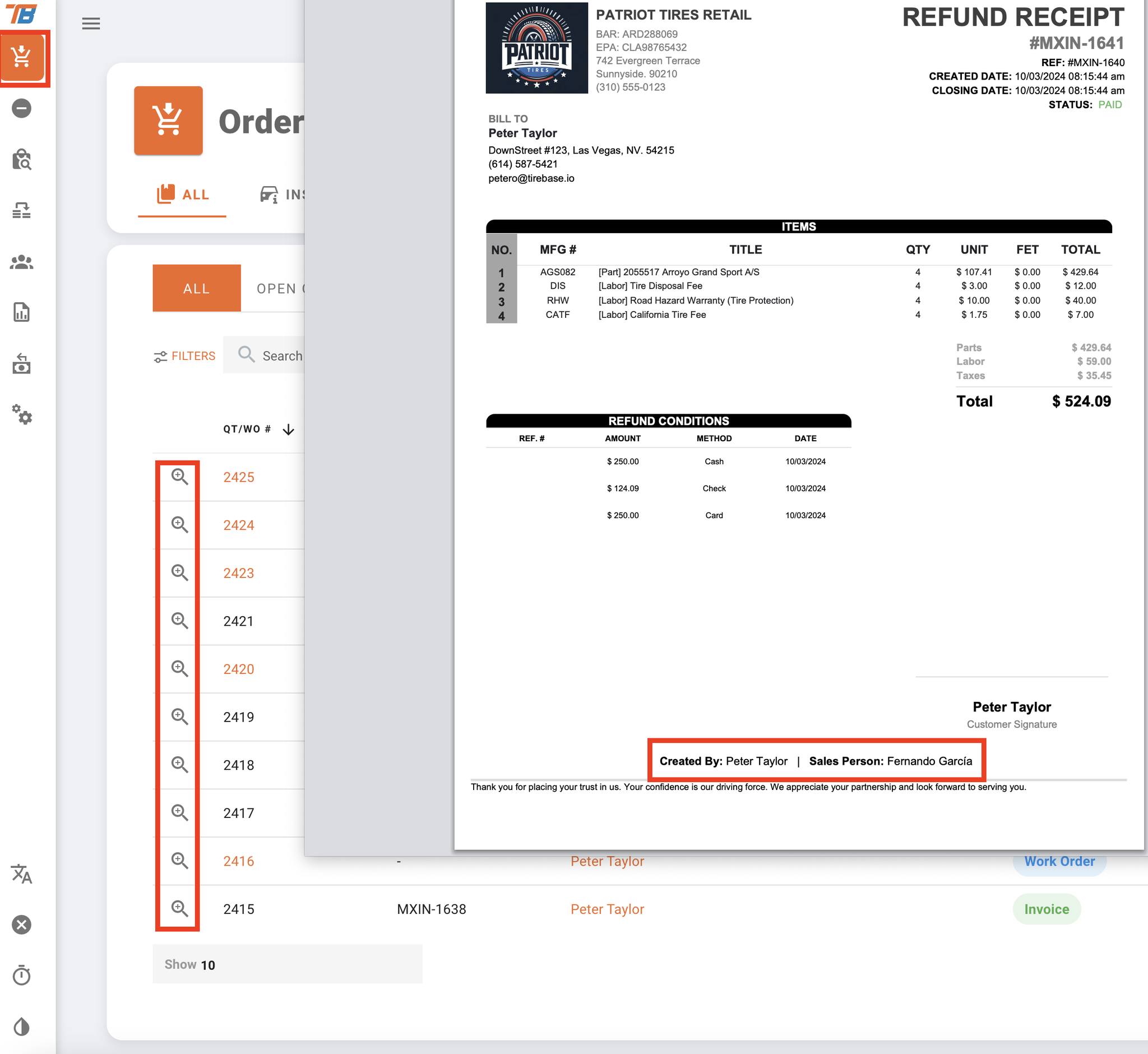 Tire Base - New Invoice Details Feature in Tire Base POS...