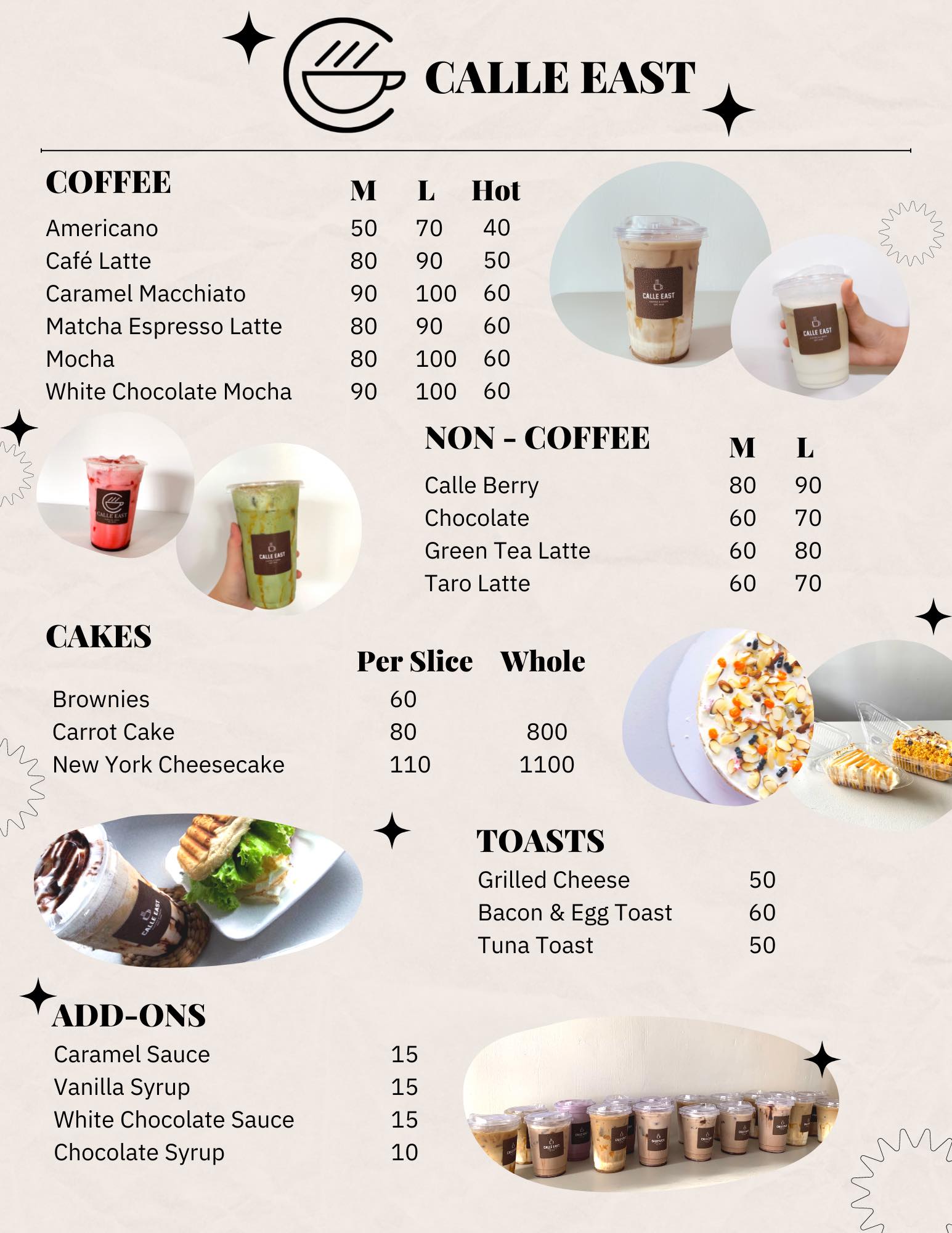 Calle East - Good Day everyone! Here is our updated menu and price list ...