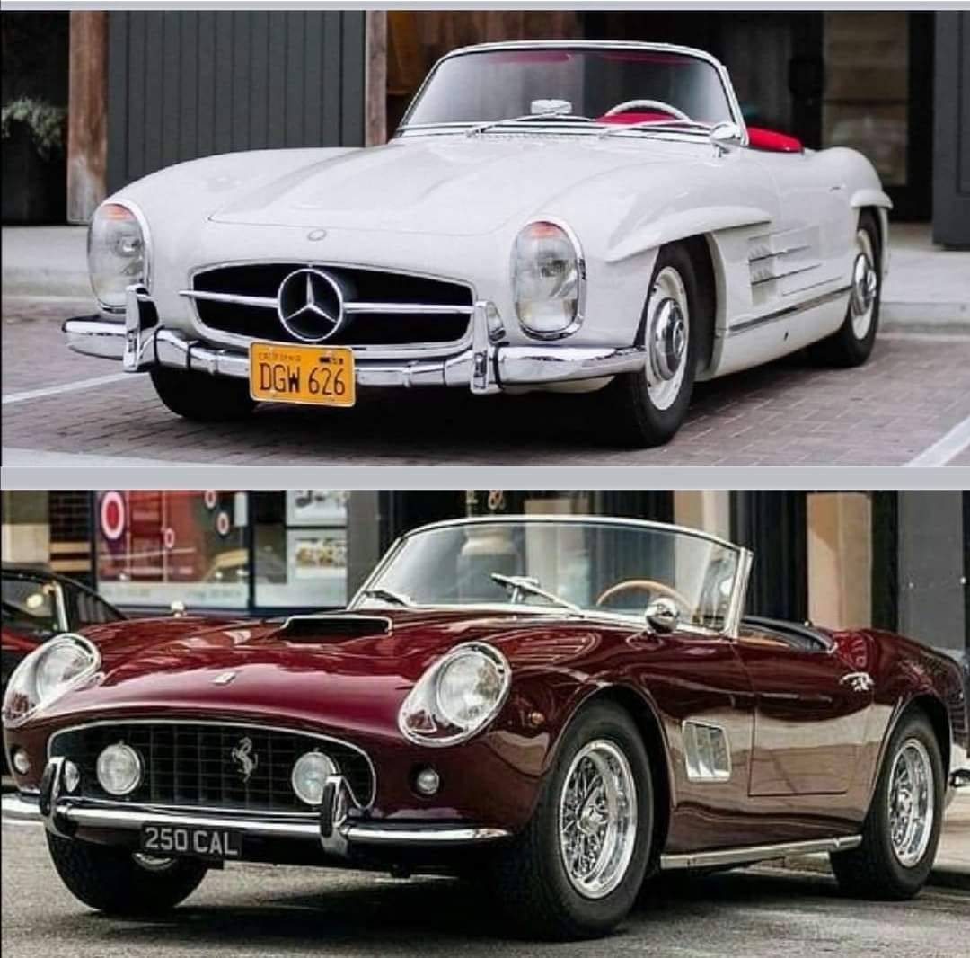 Ferrari 250 California vs Mercedes 300 SLC in 1960
