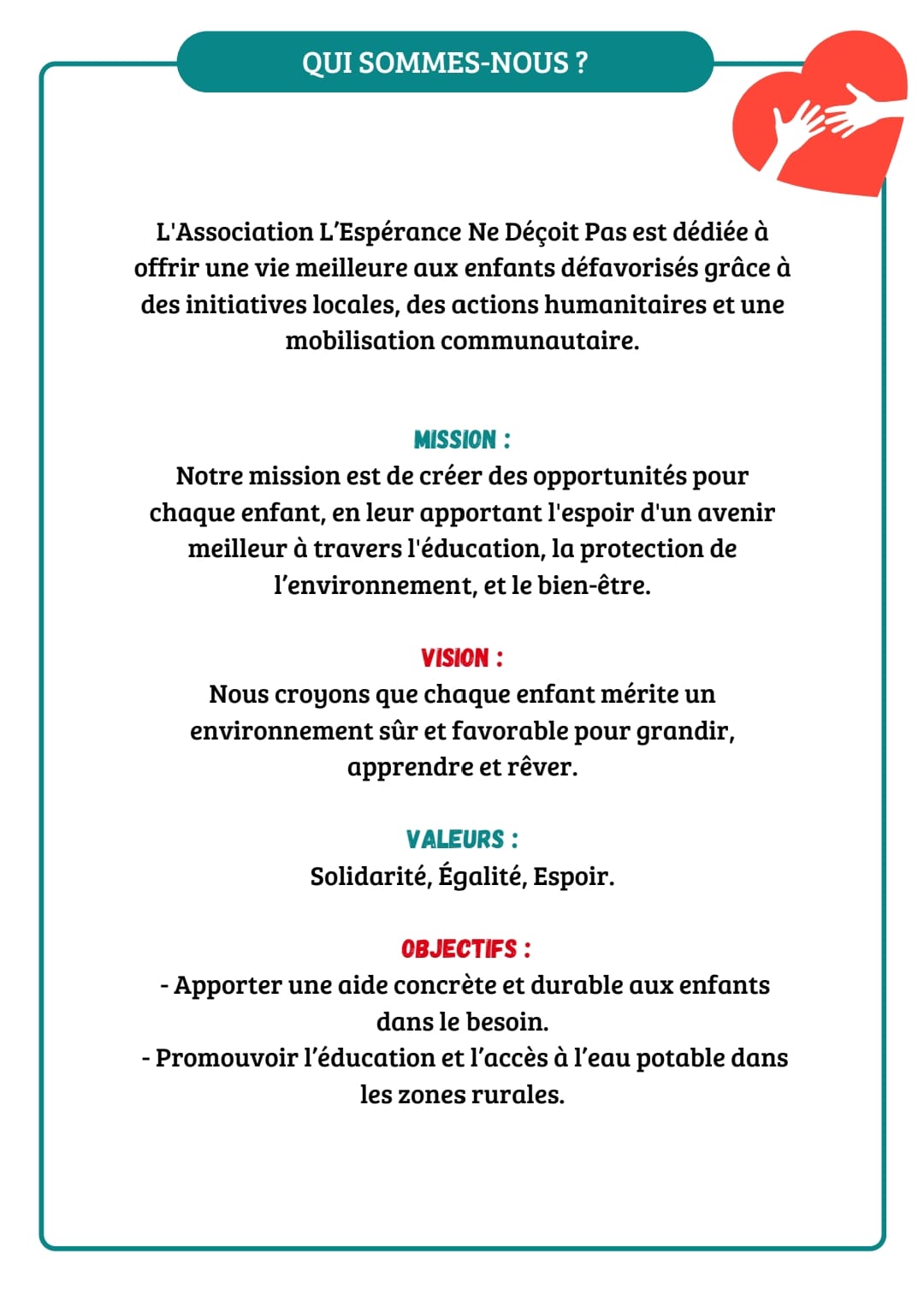 Association l'Espérance ne Déçoit Pas | Saint-Michel-sur-Orge