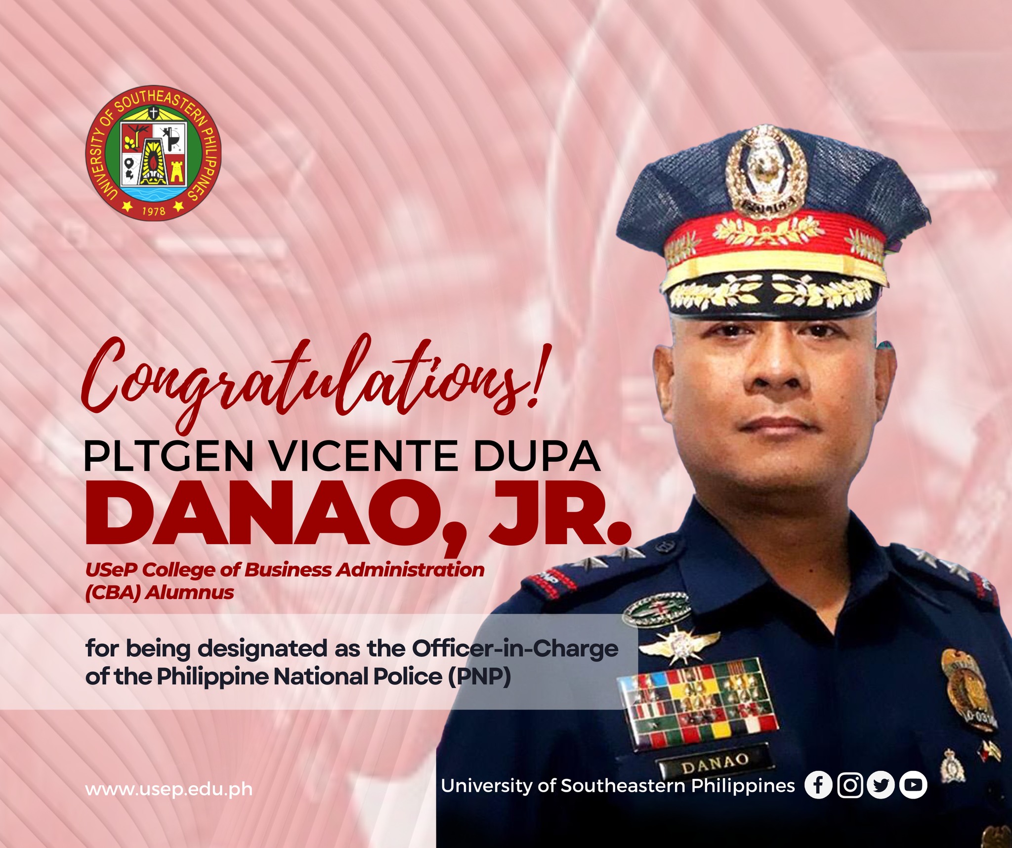 University - [𝗖𝗢𝗡𝗚𝗥𝗔𝗧𝗨𝗟𝗔𝗧𝗜𝗢𝗡𝗦] The entire USeP community sends its ...