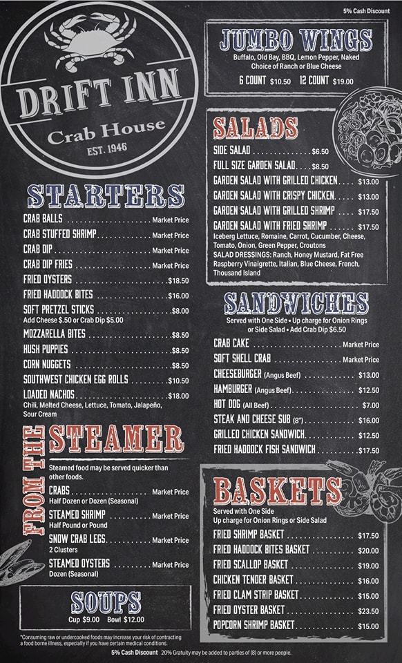🎉Menu Refresh🎉 Come in for our... - Drift Inn Crab House | Facebook