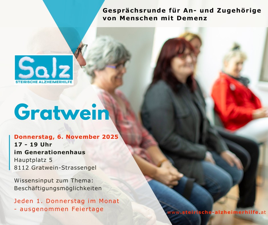 Gesprächsrunde für An- und Zugehörige von Menschen mit Demenz - GRATWEIN