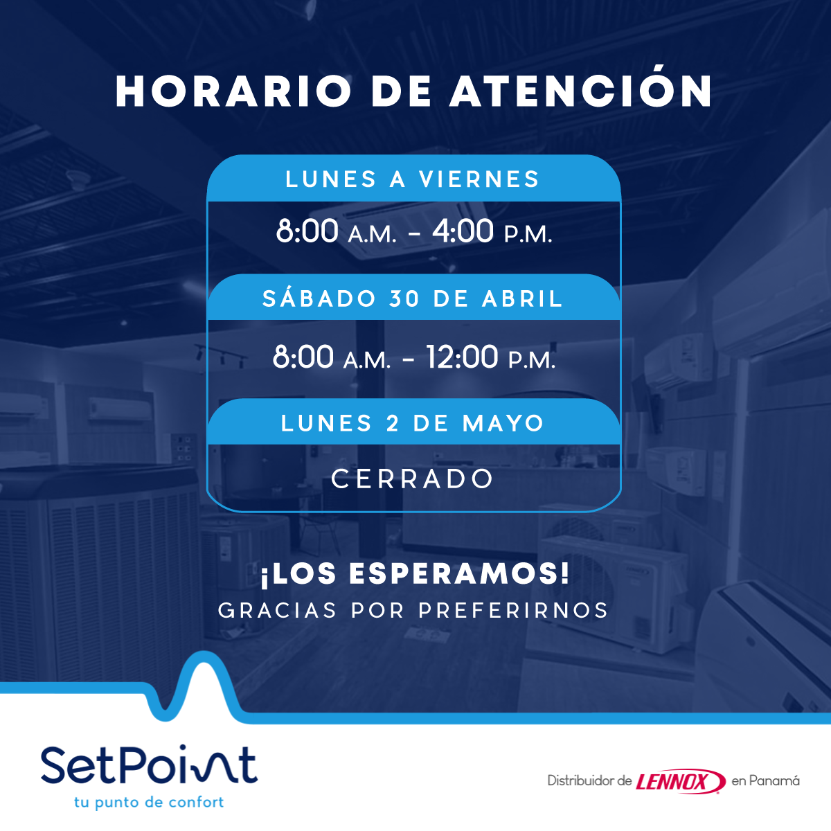 Setpoint - Les compartimos nuestro horario de atención en...