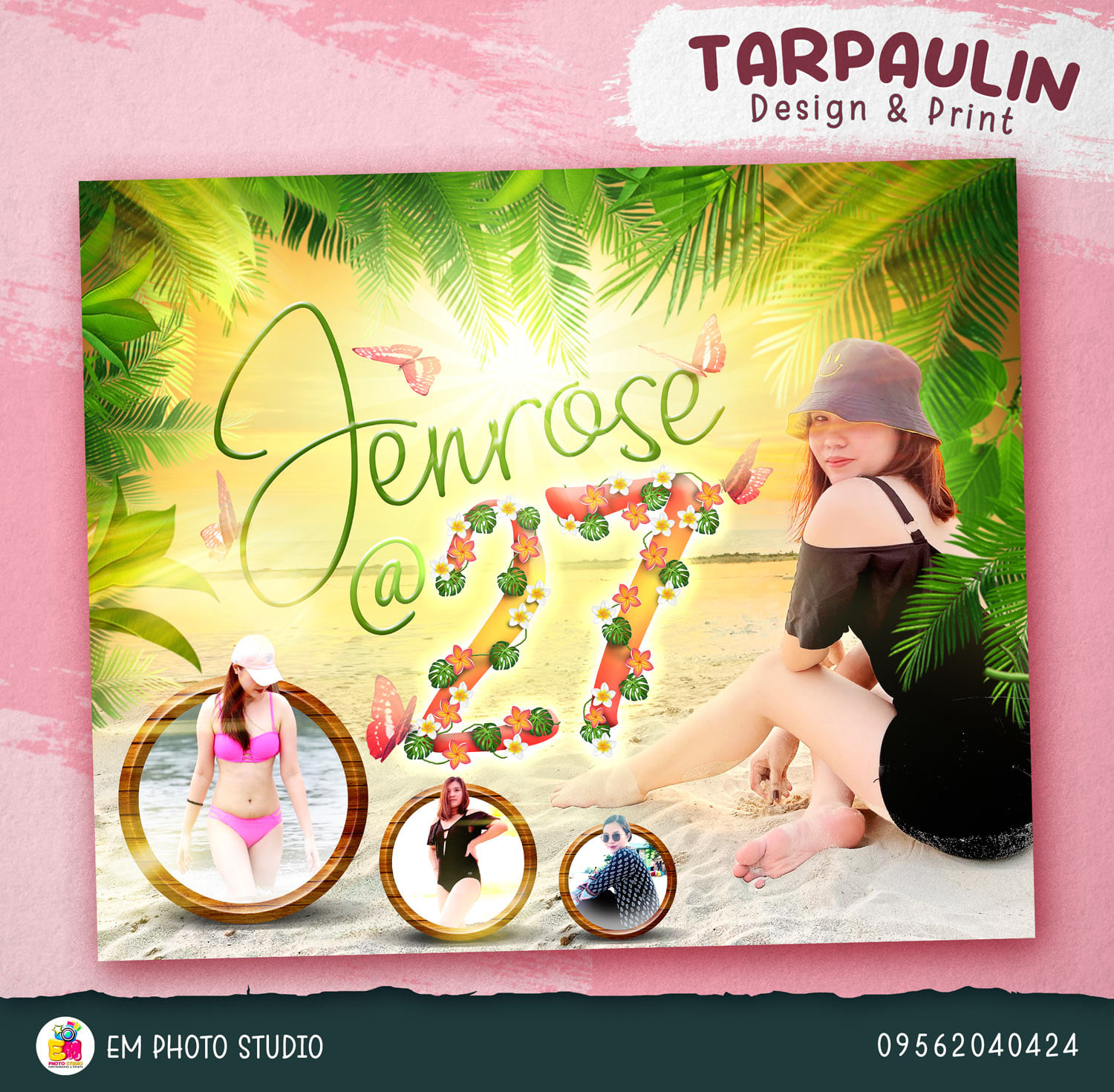 Em - Birthday tarp Theme: Beach/Summer #tarp #tarpaulin #design #layout ...