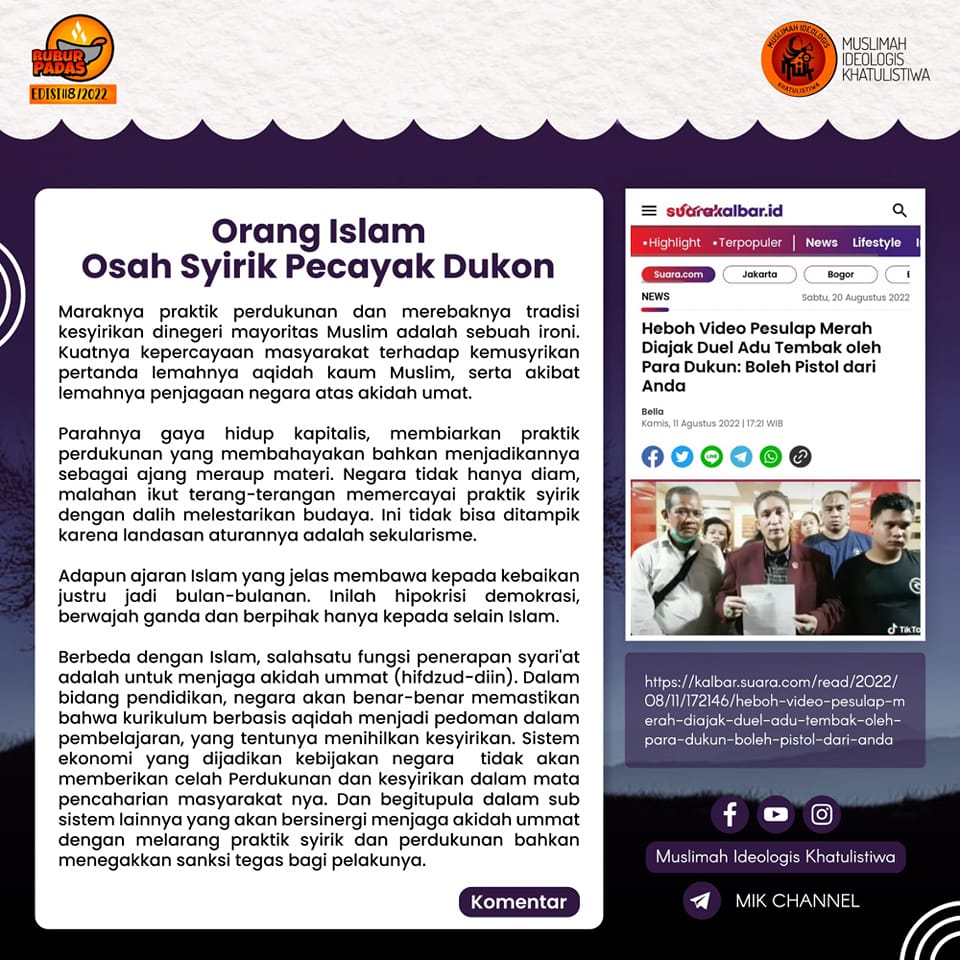 BuburPadas ORANG... Muslimah Ideologis Khatulistiwa MIK Facebook