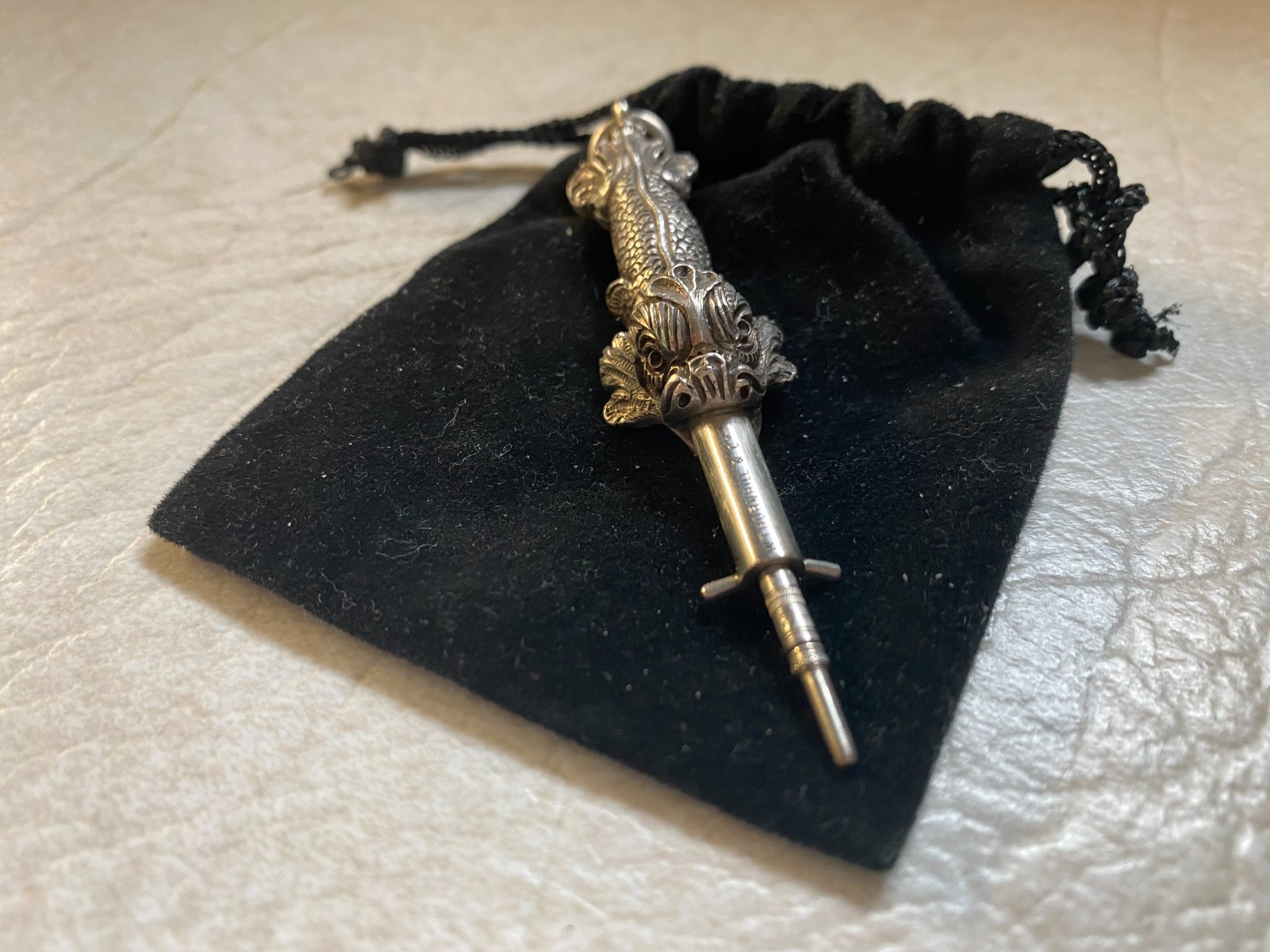 Mosley London silver propelling pencil with unicorn seal
