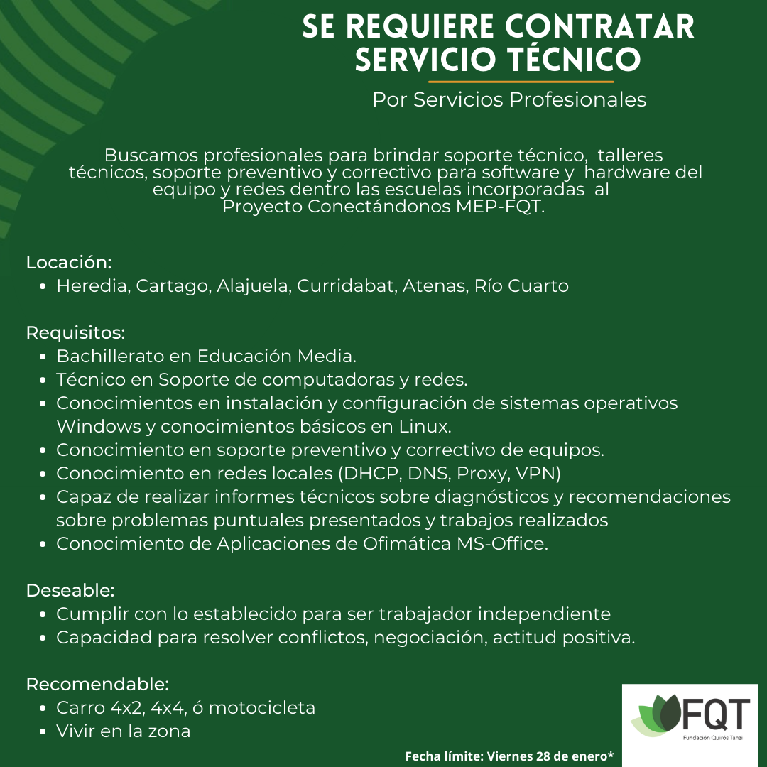 ️En la #FQT abrimos la oferta de... - Fundación Quirós Tanzi | Facebook