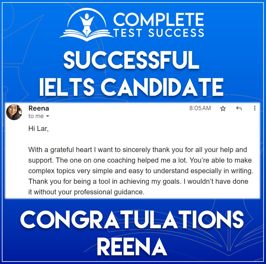 Complete - Congratulations to Reena for achieving her required IELTS ...