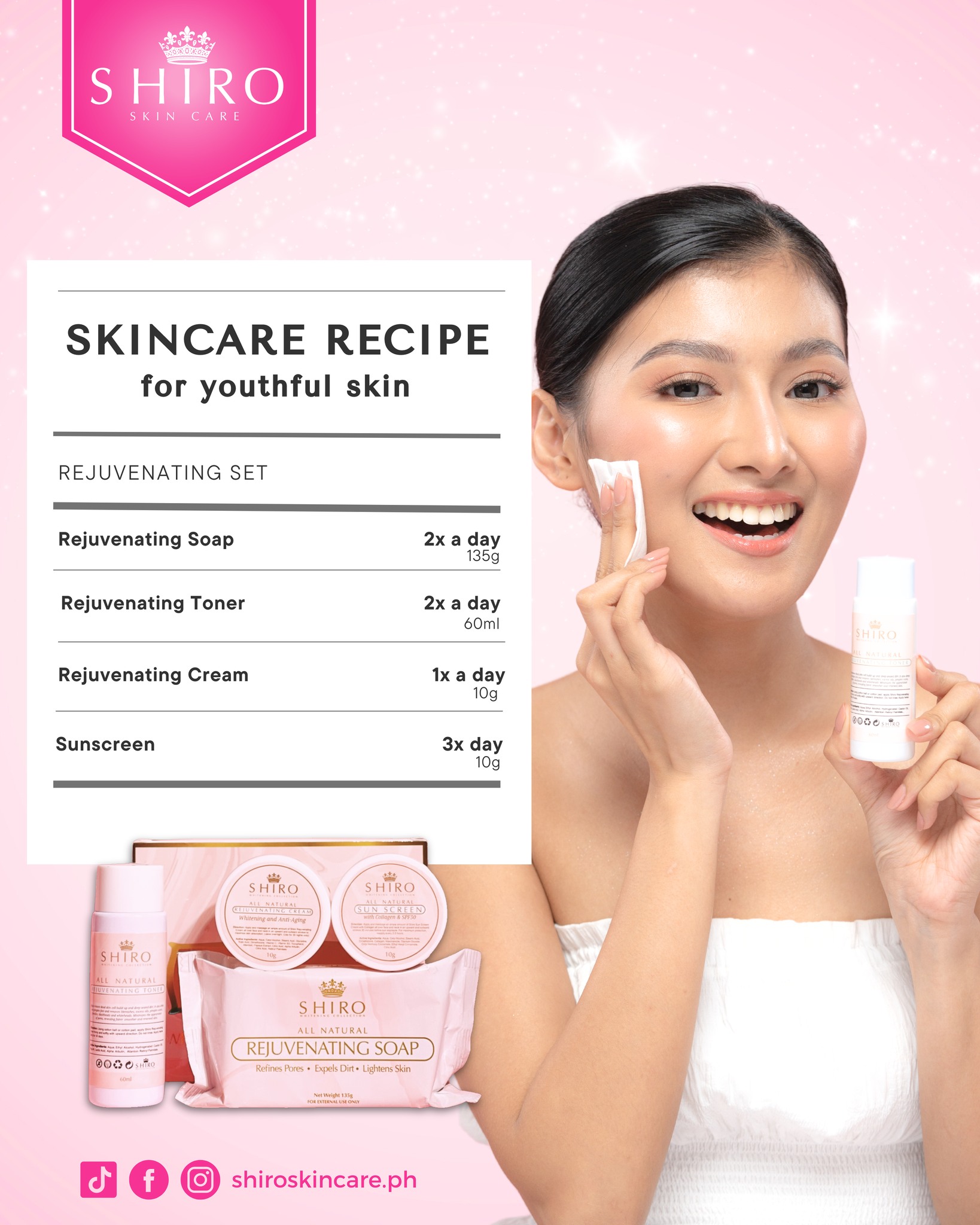 Transform your skin with the Shiro Rejuvenating Set—your perfect blend for brighter, clearer, youthful radiance. With its mild yet powerful formula, this set helps you achieve that fresh, youthful glow while fighting