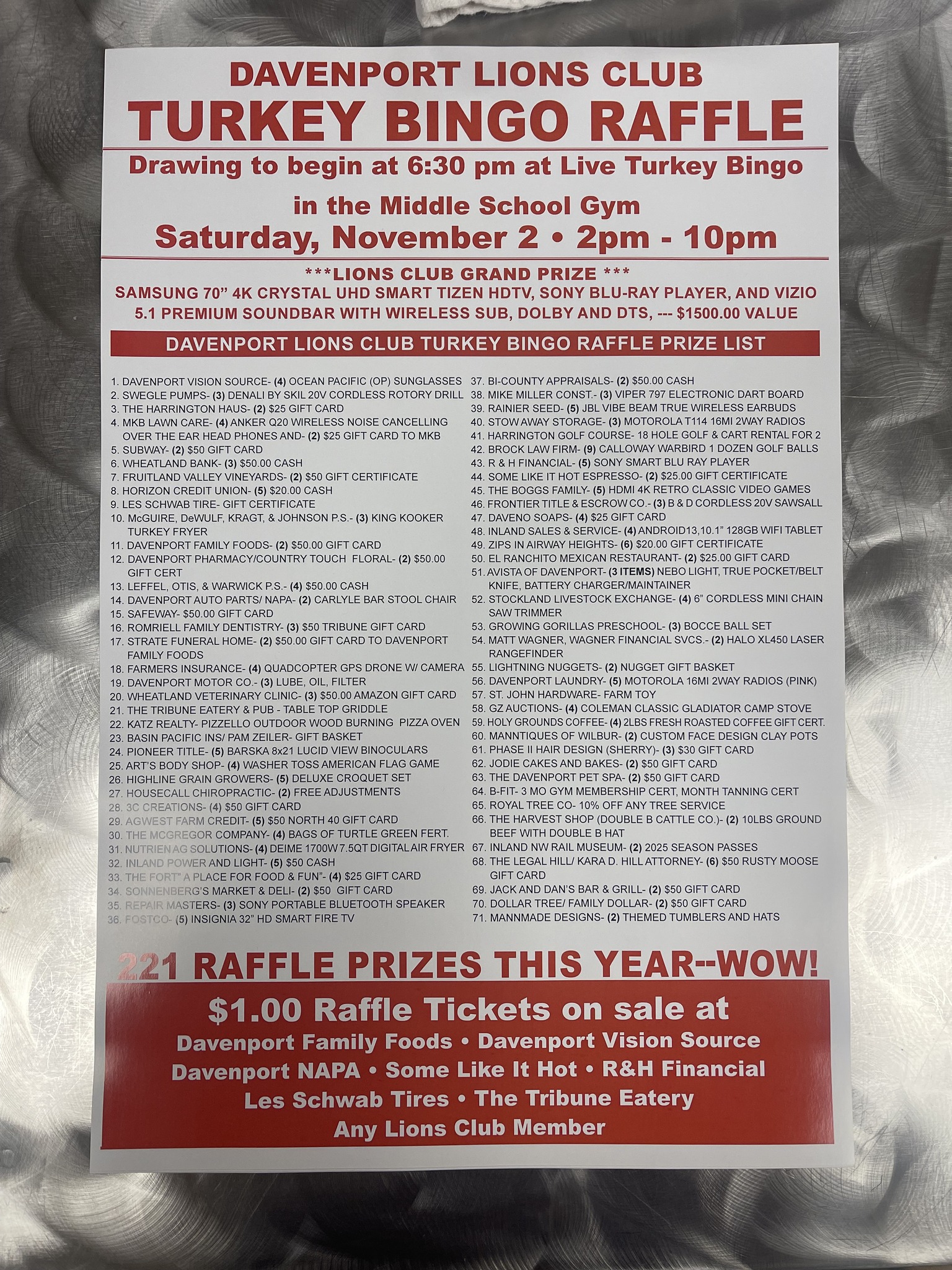 Turkey Bingo & Raffle