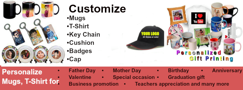 Customized Mugs,T-Shirts and Caps