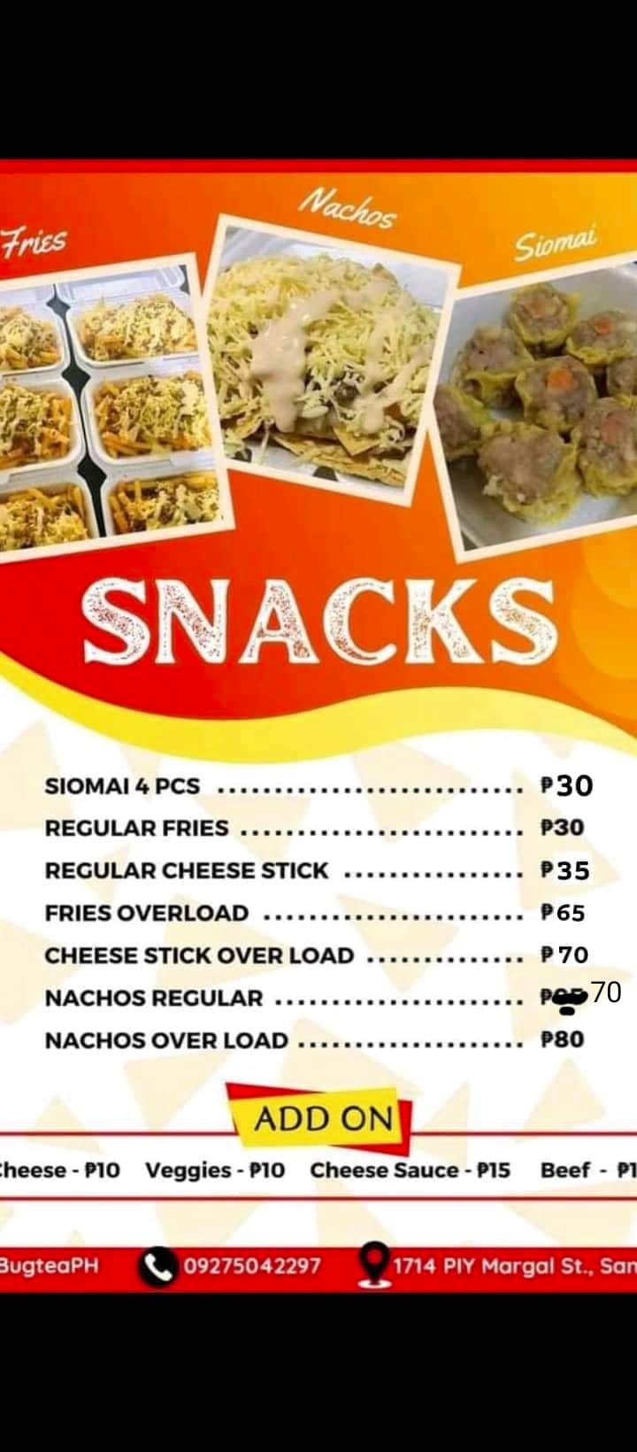 Bugtea Coolers and Snacks