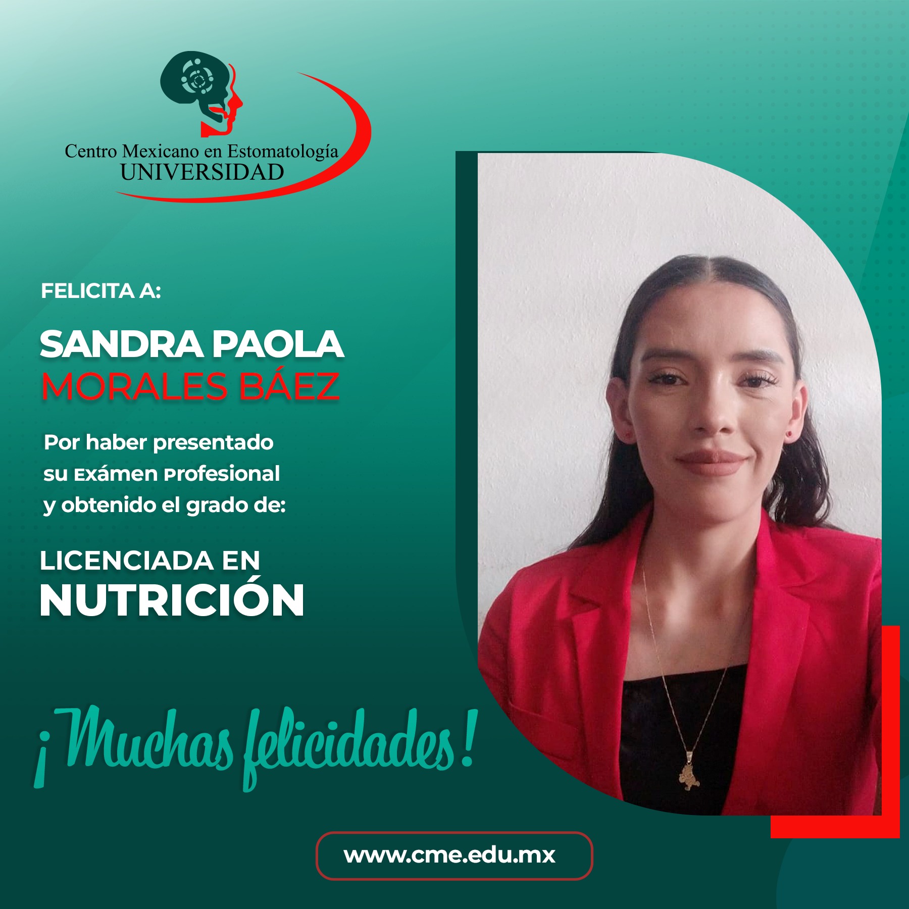 Universidad CME Muchas Felicidades a SANDRA PAOLA...