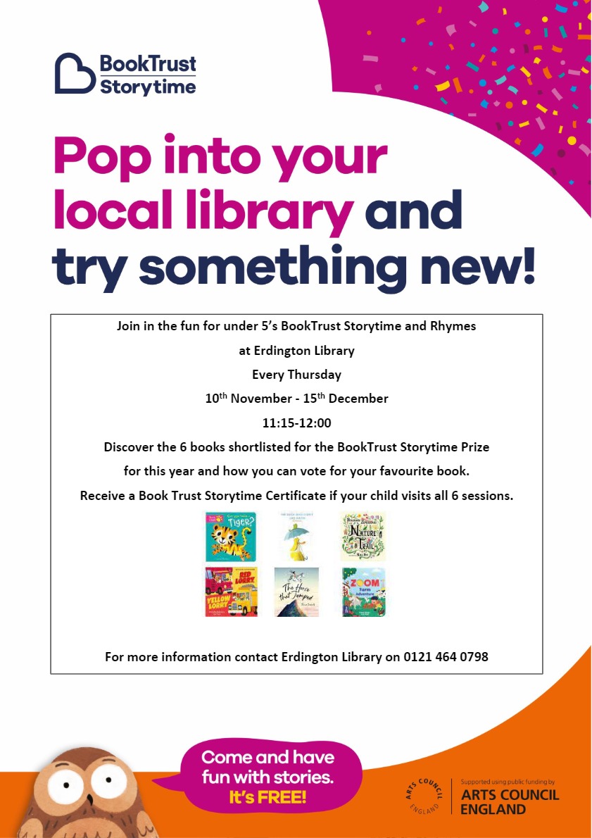 Erdington - Join in the fun for under 5’s BookTrust Storytime and ...