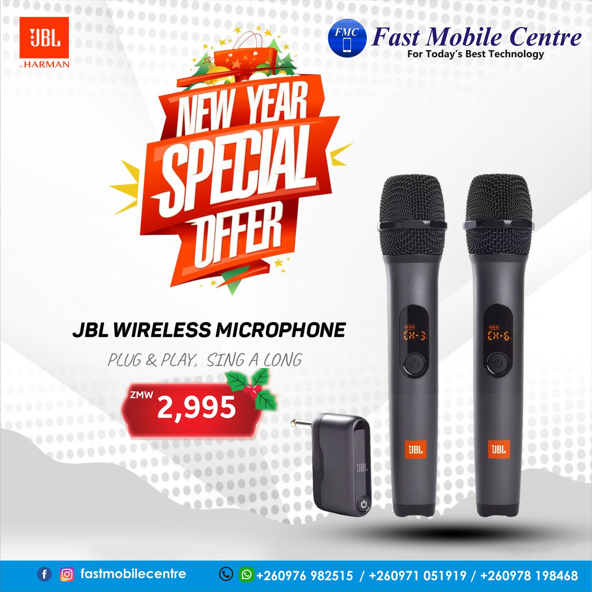 JBL WIRELESS MICROPHONE V1 Dual Microphone System: Includes two