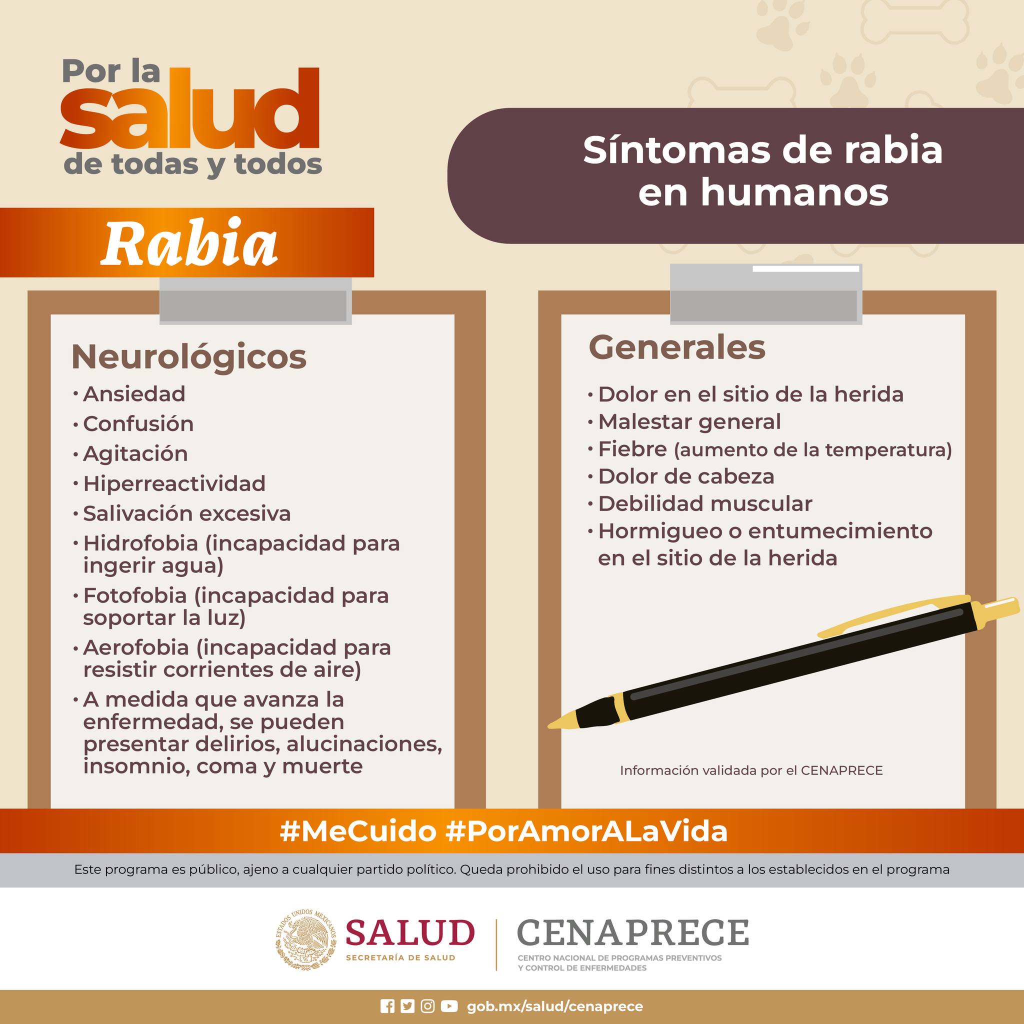 Secretaría - Datos sobre la #Rabia 🐾 Conoce los signos clínicos que se ...
