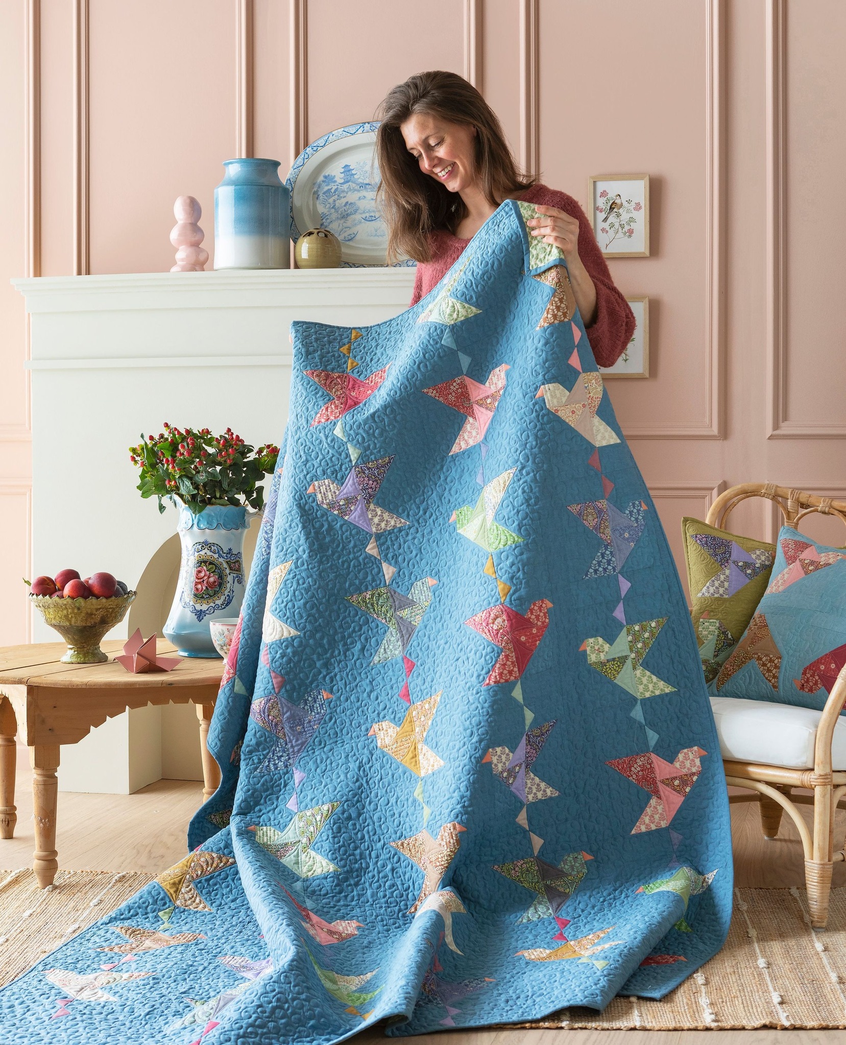 Tilda bird pond collection quilt on Husqvarna #1 and Tin Lizzie
