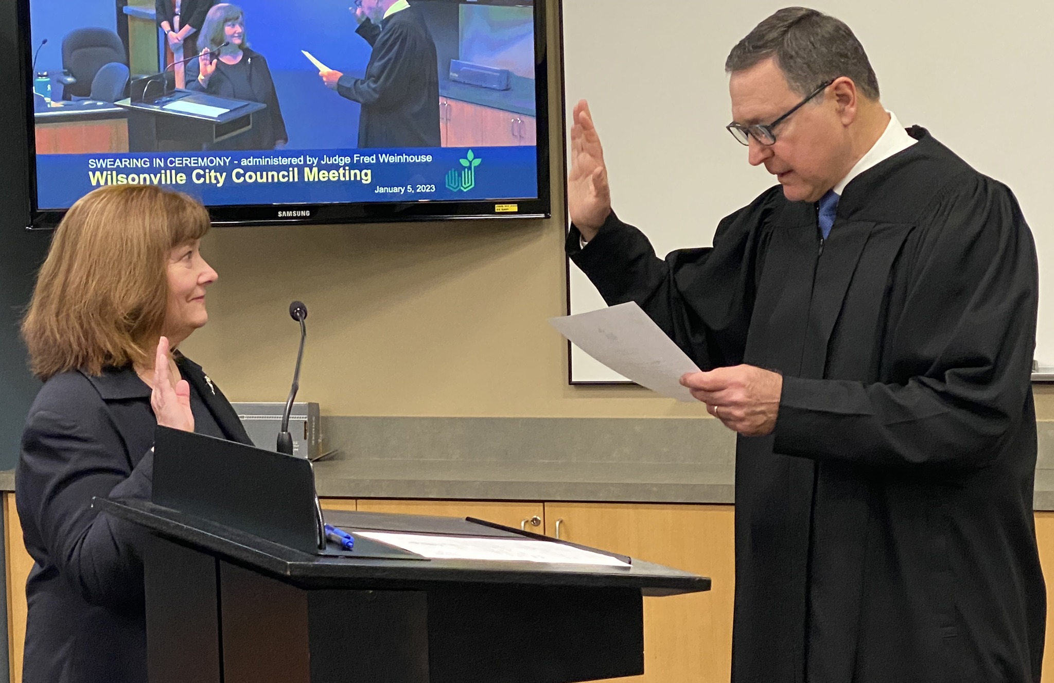 Wilsonville - Councilor Caroline Berry is sworn in by Municipal Court ...