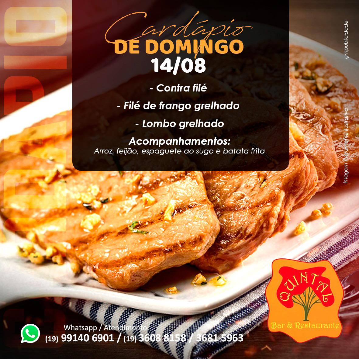 Cardápio 14/08: Contra filé Filé... - Restaurante quintal | Facebook
