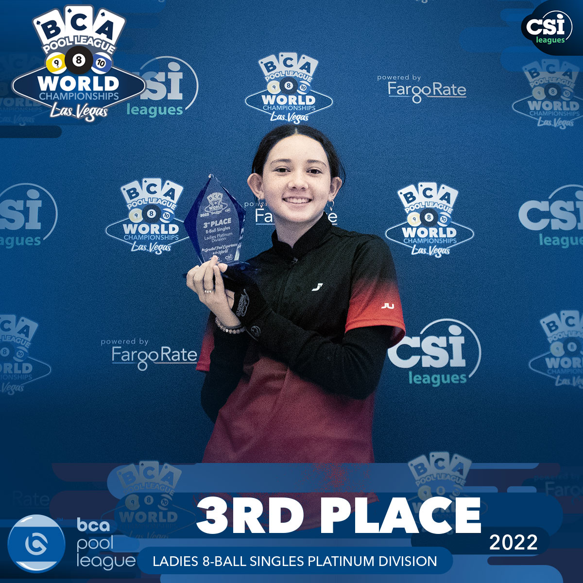 BCA Pool League - 🥉 Congratulations to 𝗦𝗼𝗳𝗶𝗮 𝗠𝗮𝘀𝘁 of Florida for her ...