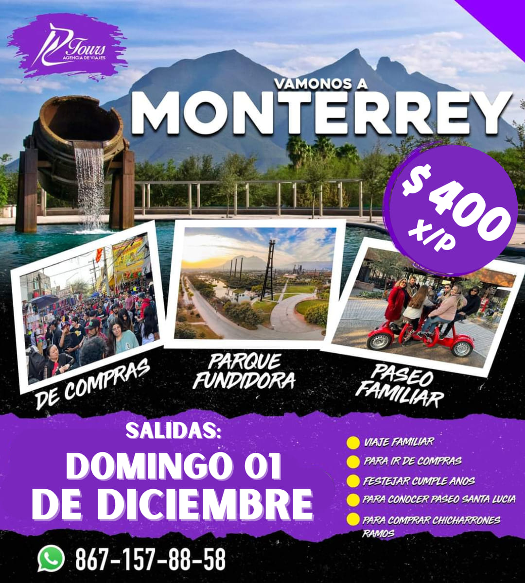 R TOURS - 𝗥 𝗧𝗼𝘂𝗿𝘀 𝗔𝗻𝘂𝗻𝗰𝗶𝗮 𝗦𝘂 𝗦𝗮𝗹𝗶𝗱𝗮 𝗖𝗼𝗻 𝗗𝗲𝘀𝘁𝗶𝗻𝗼 𝗮 𝗠𝗼𝗻𝘁𝗲𝗿𝗿𝗲𝘆 𝗡𝗟 💲 𝟰𝟬𝟬 ...