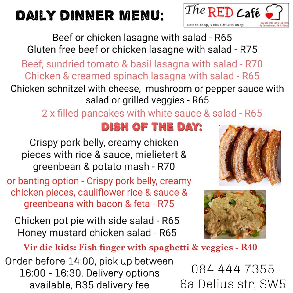 Our menu for today,... - The Red Cafe - Coffee Shop & Venue